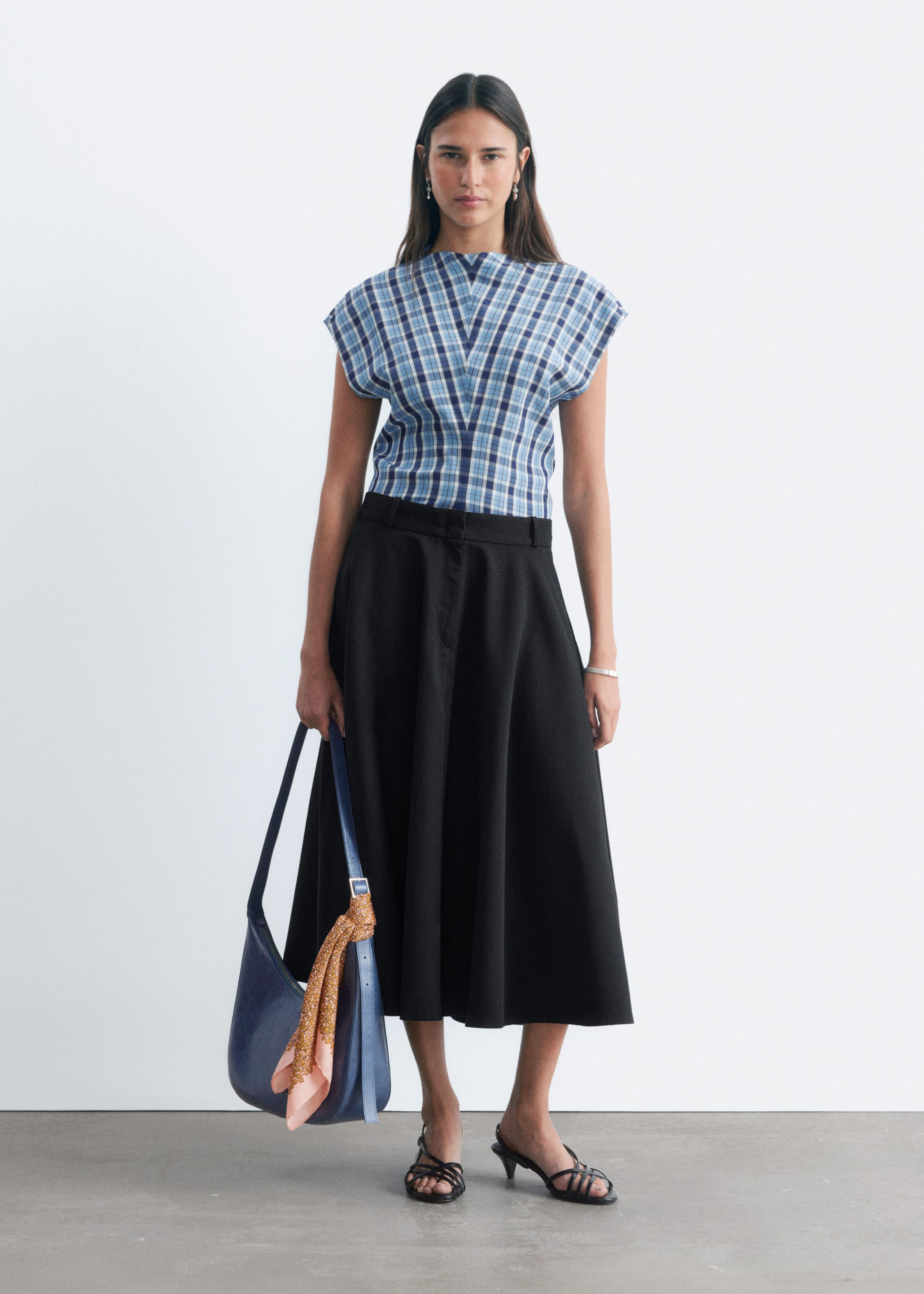 Jacquard-Oberteil mit Tunnelkragen - Hellblau/Kariert - Lookbook