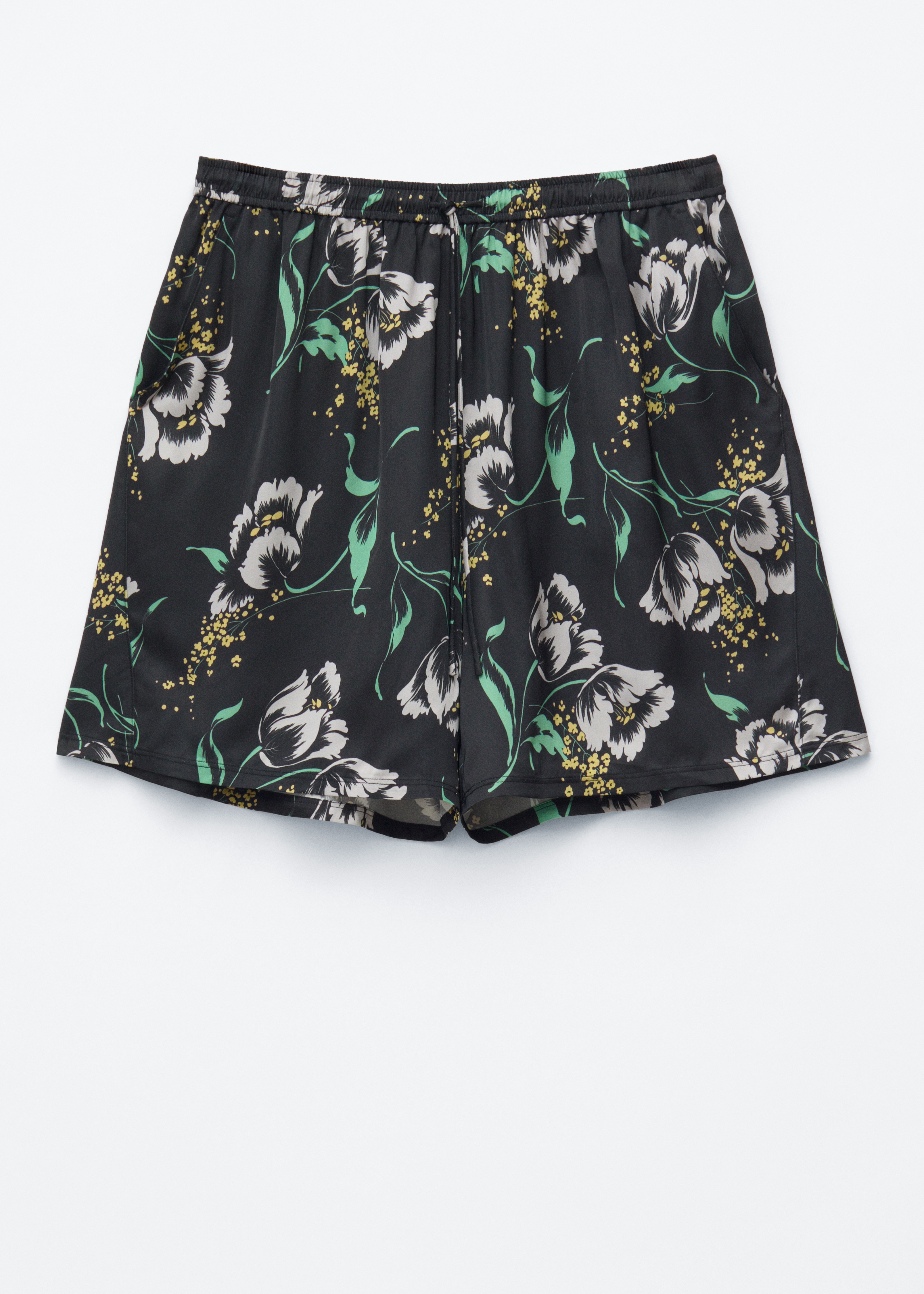 Shorts con coulisse e stampa floreale - Nero/Motivo floreale