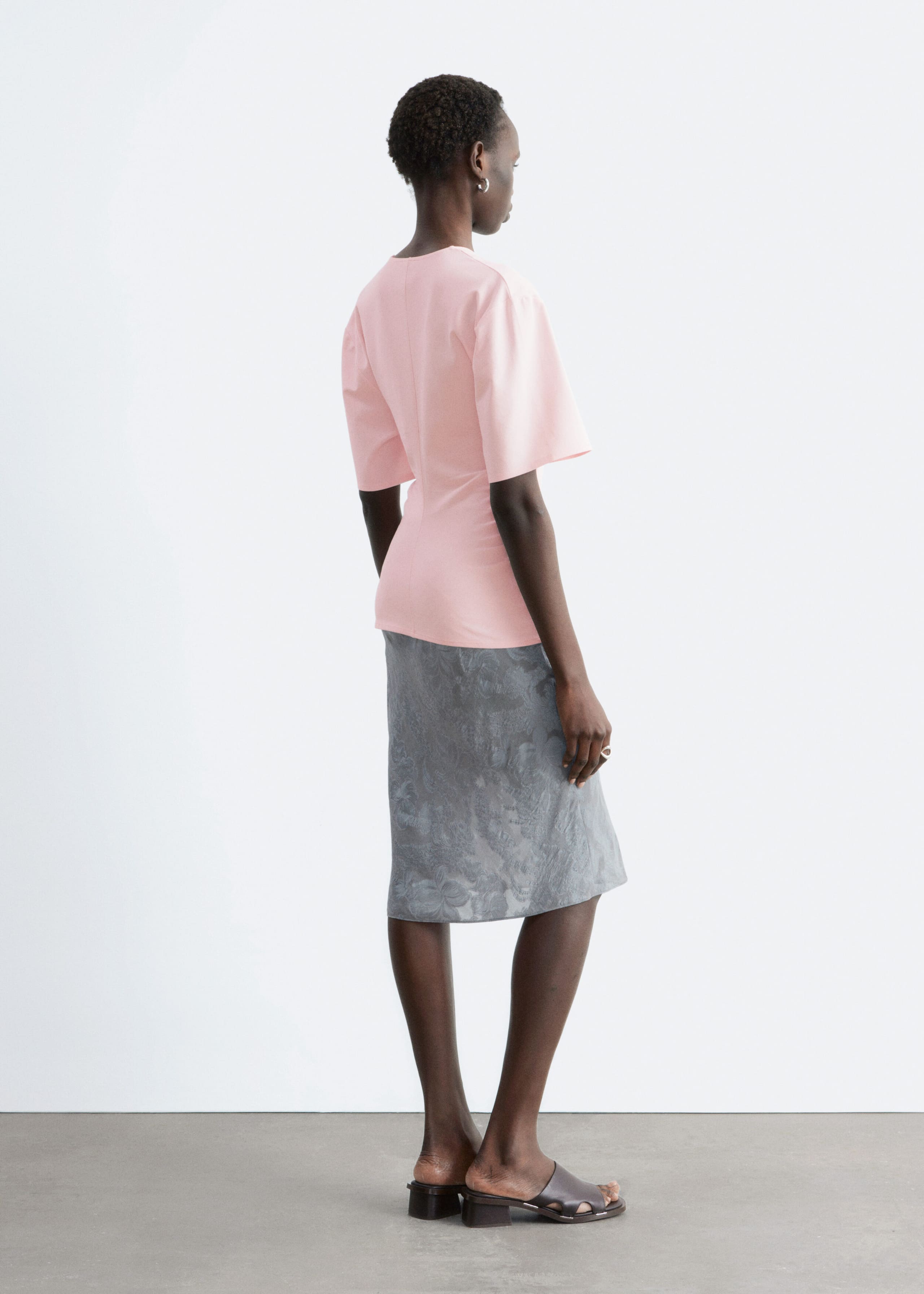 Image of Gathered V-Neck T-Shirt