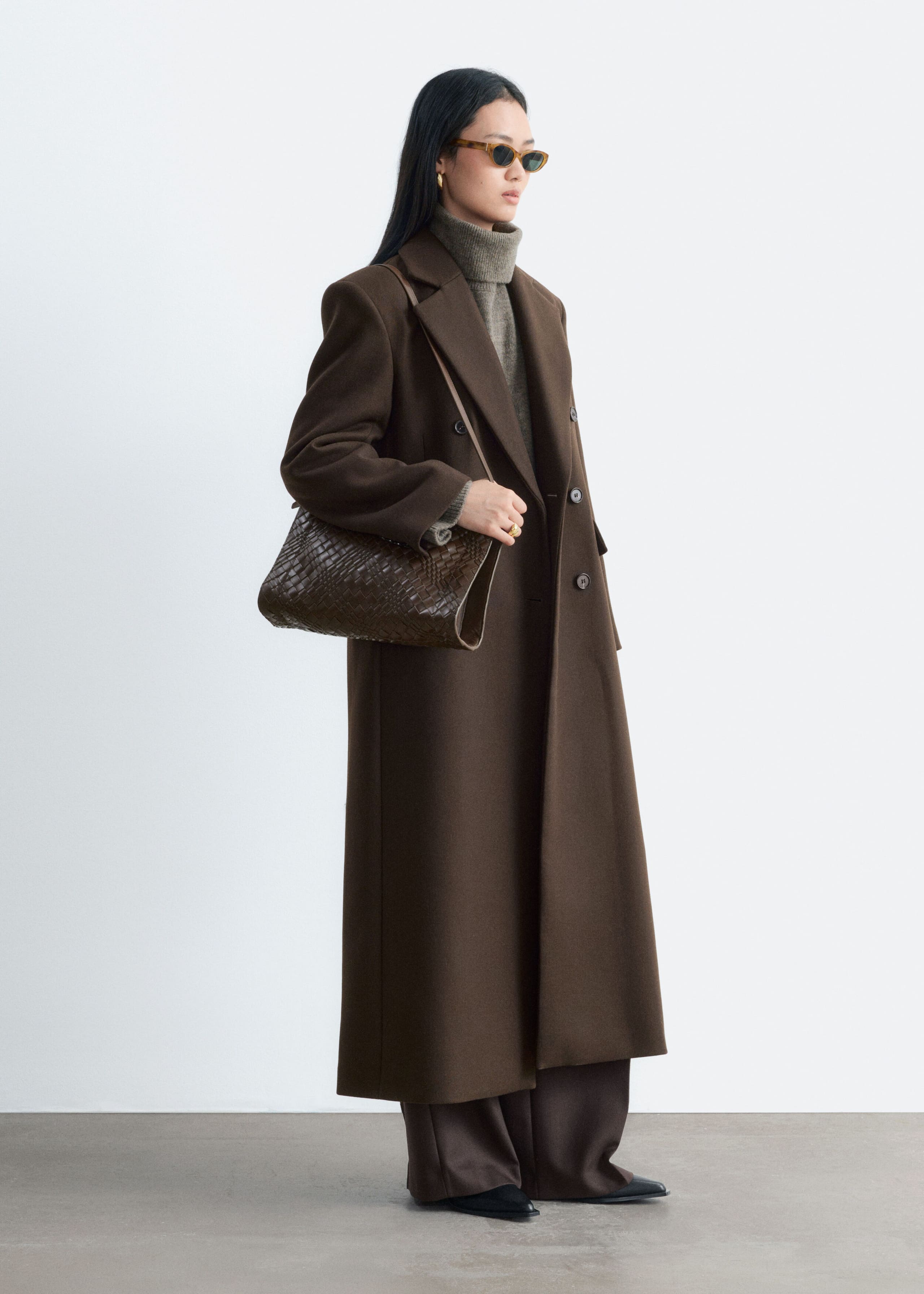 Long Wool Coat - Zwart - Lookbook
