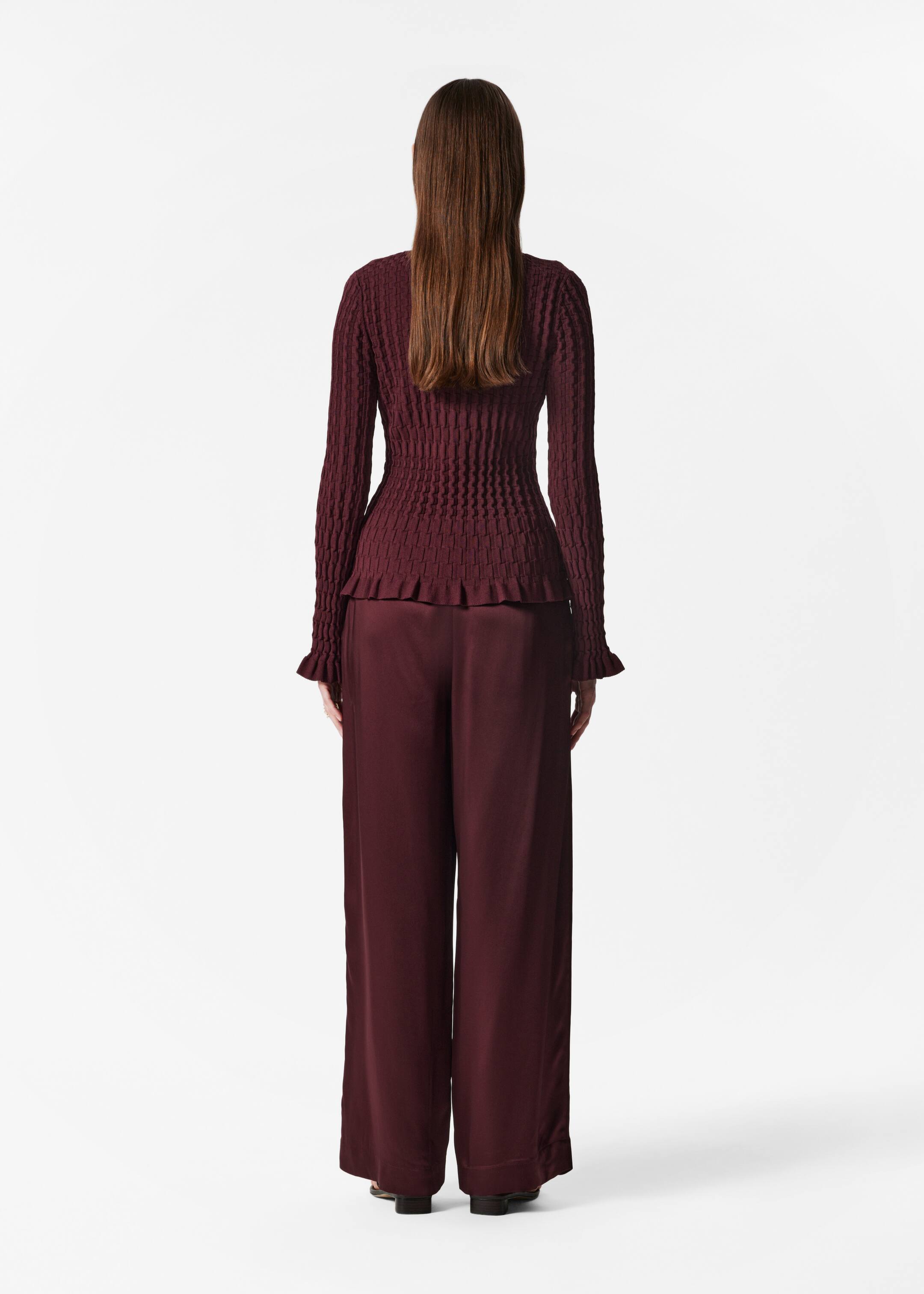 Ver imagen más grande: Cárdigan de punto texturizado - Rojo oscuro - MUJER | H&M ES 4