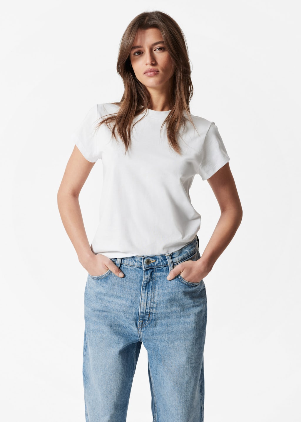T-shirt ras du cou en coton - Blanc - Lookbook