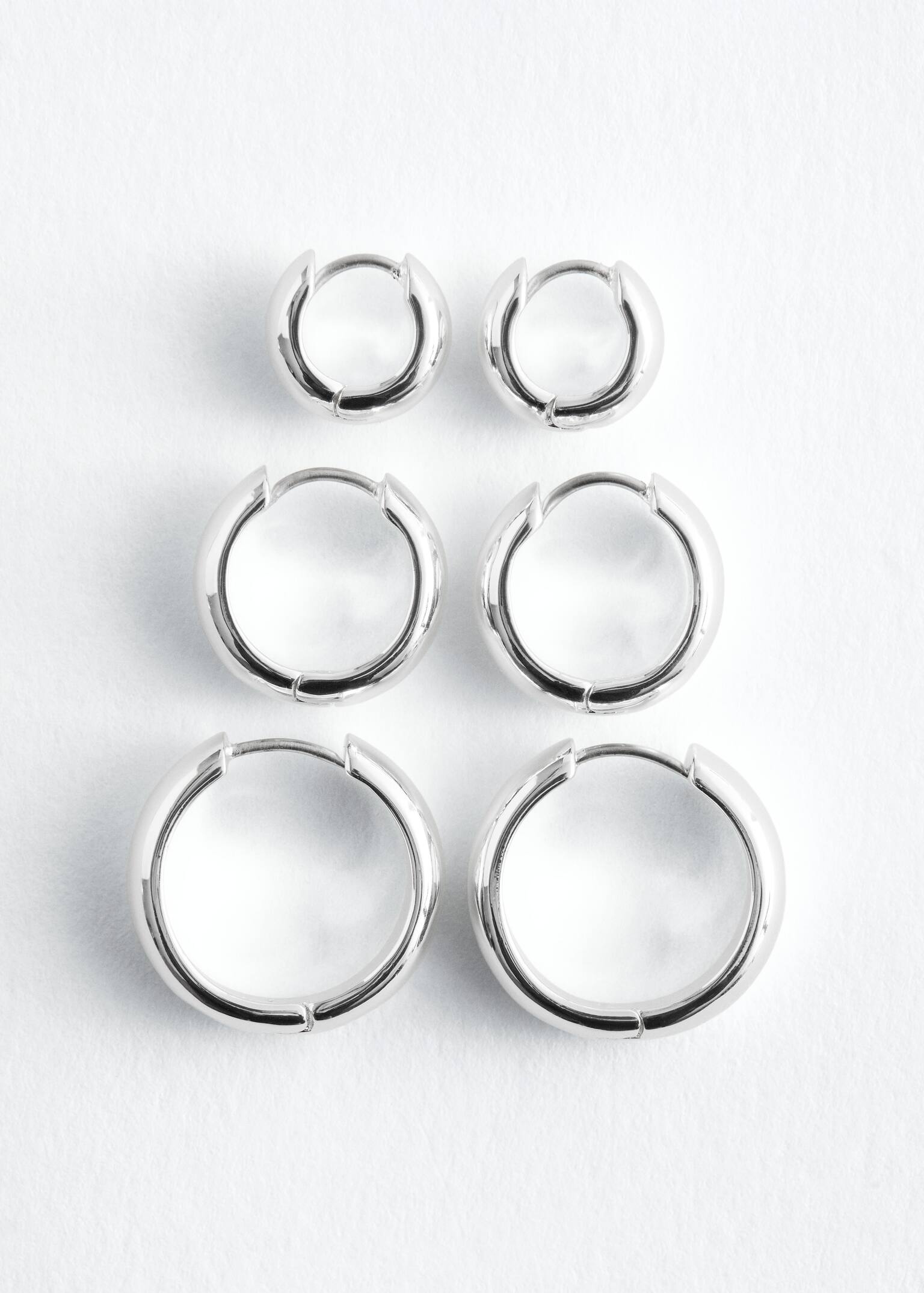 Set de cercei Hoops masivi - Argintiu/Auriu - 4