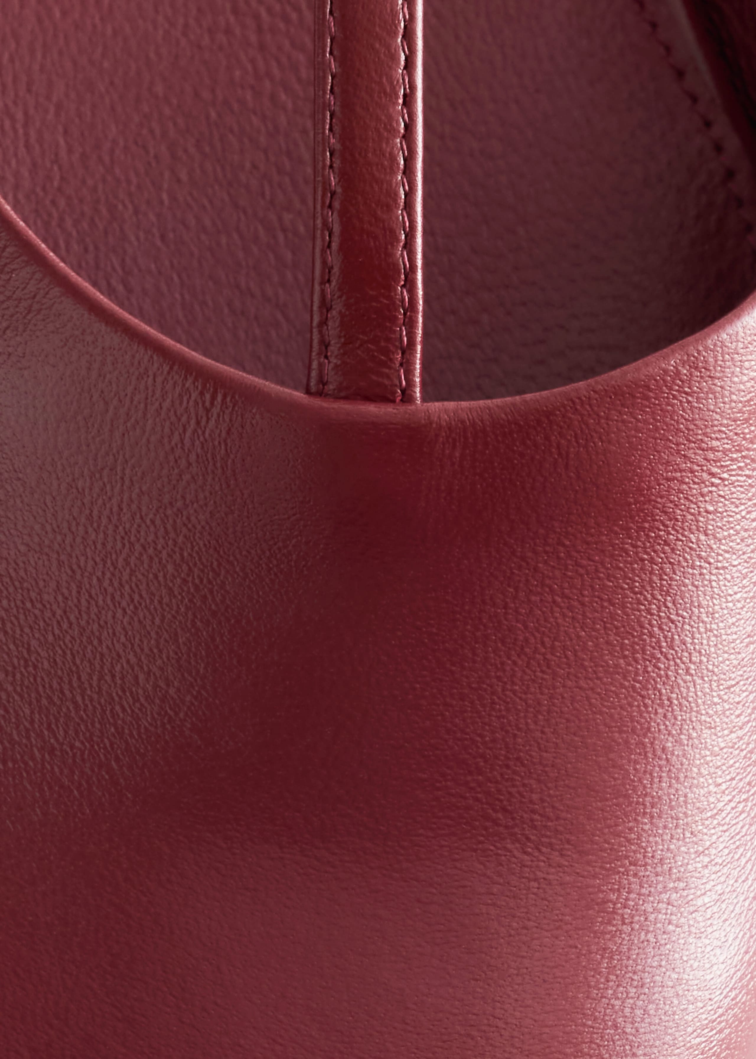 Open‑Heel Leather Ballerinas - Dark Red - Still Life