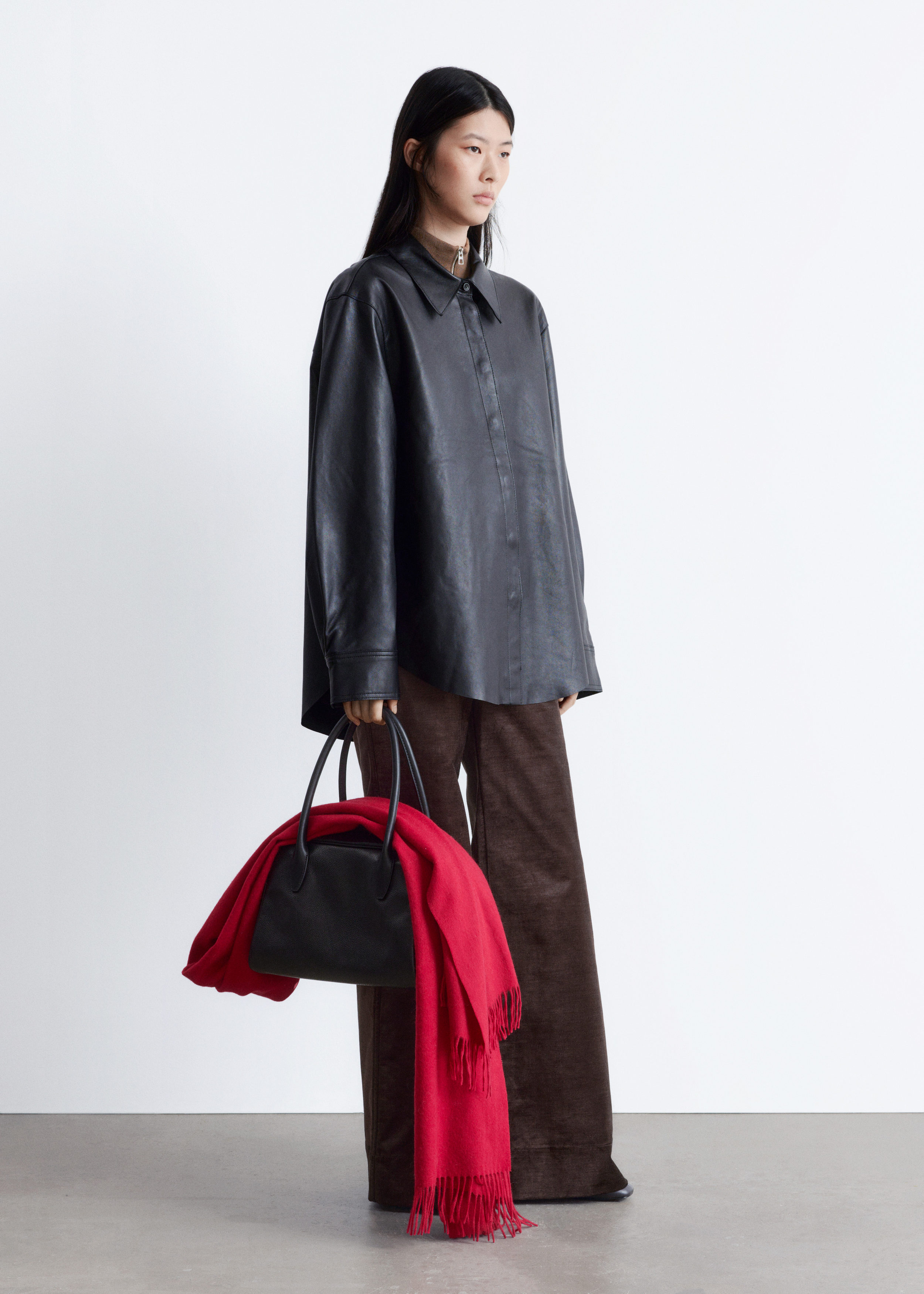 トップス th product Leather Oversized Shirt Oversized Leather Shirt - Black - Shirts - & Other Stories BE