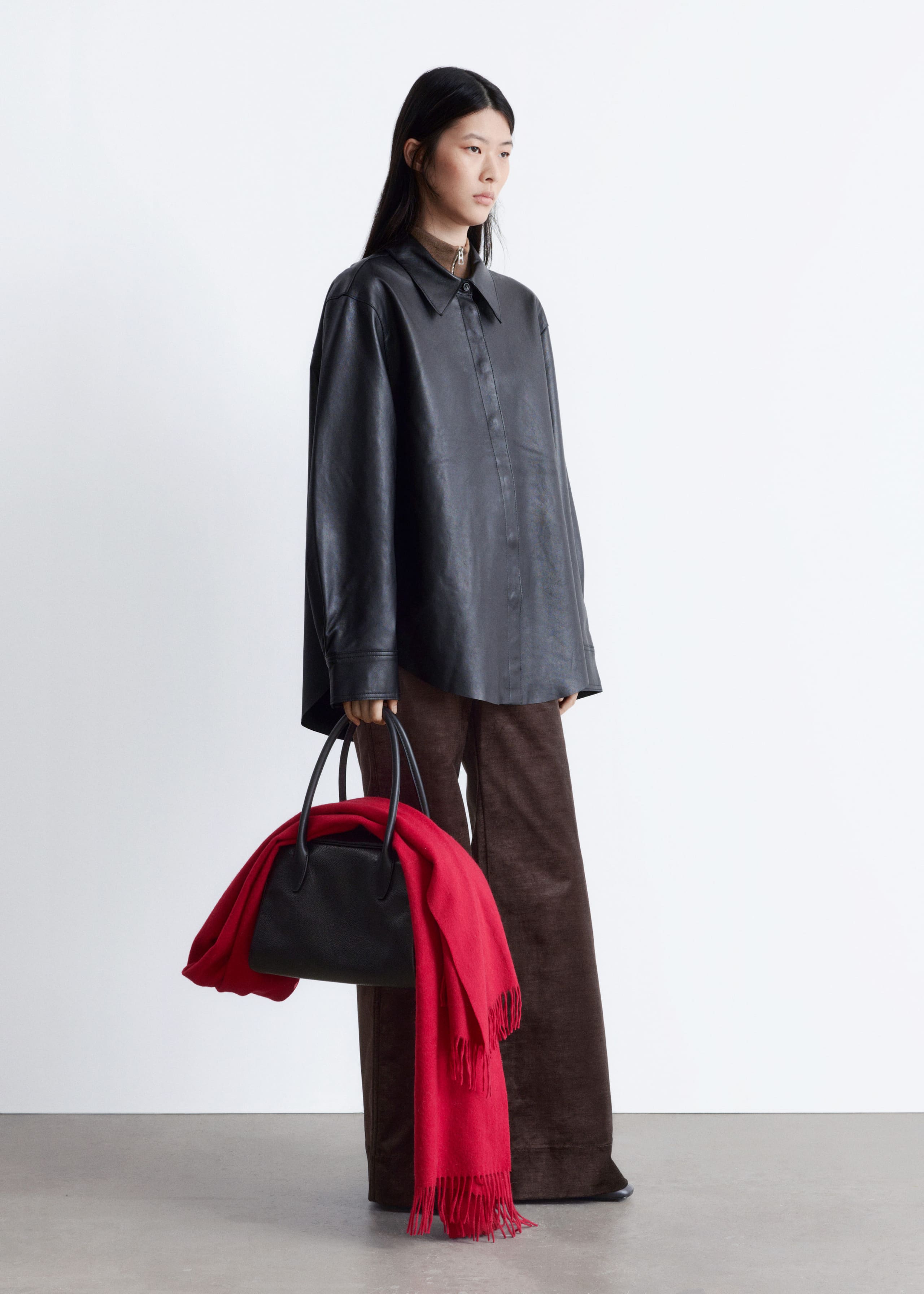 Image of Oversized-Hemd aus Leder