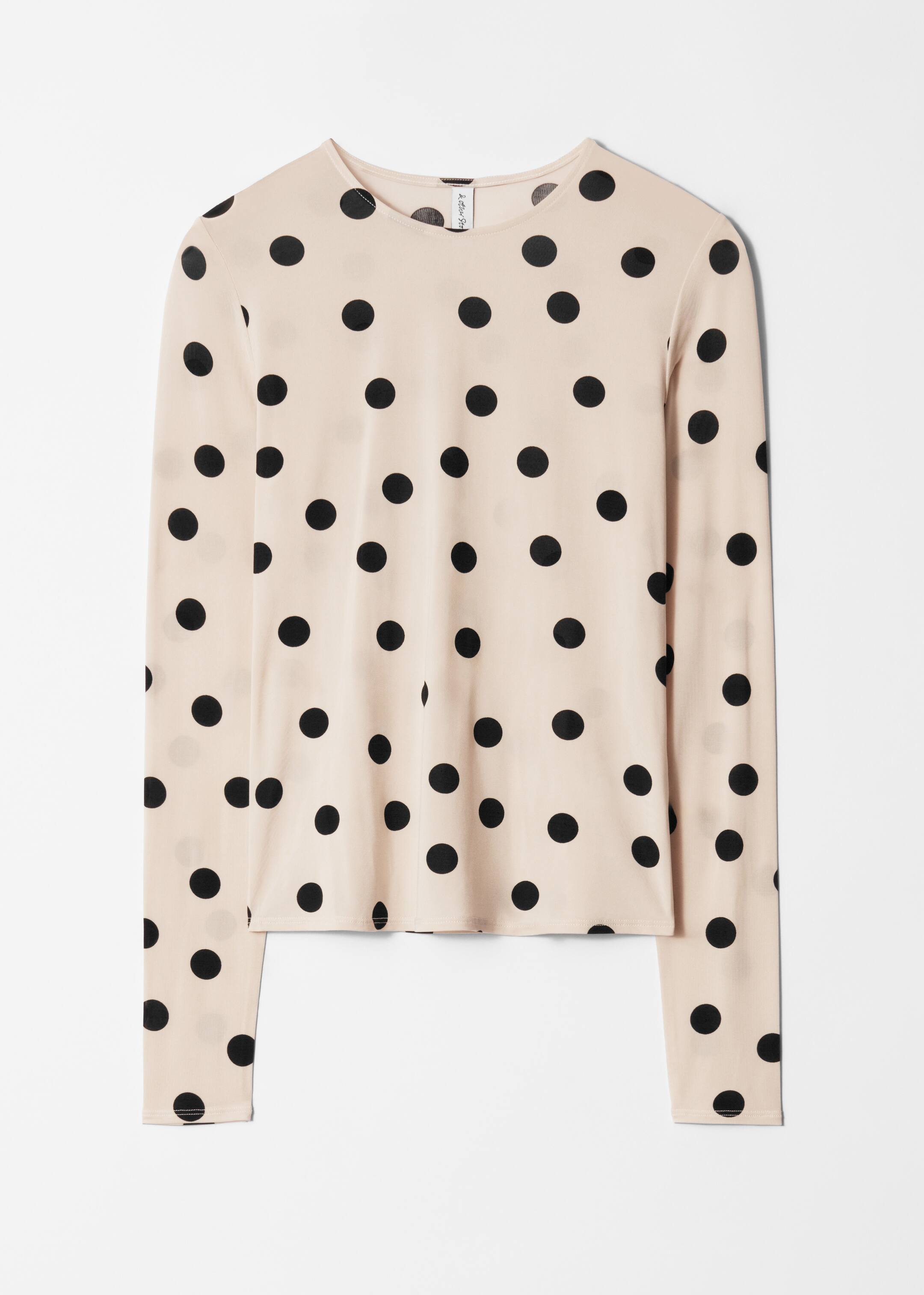 View larger image: Long-Sleeve Jersey Top - Beige Polka Dot - Ladies | H&M GB 5