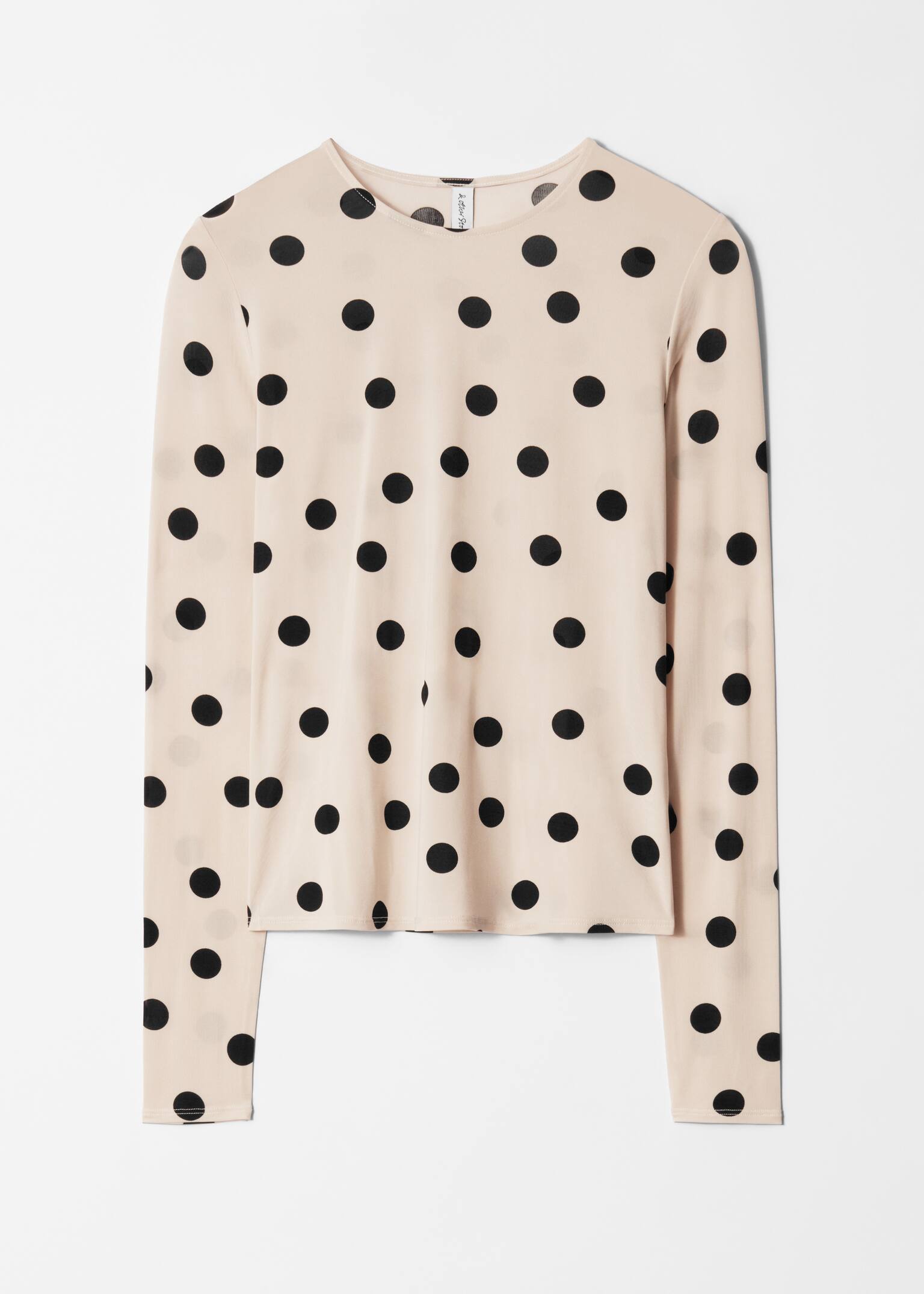 Haut en jersey à manches longues - Beige à pois - 2