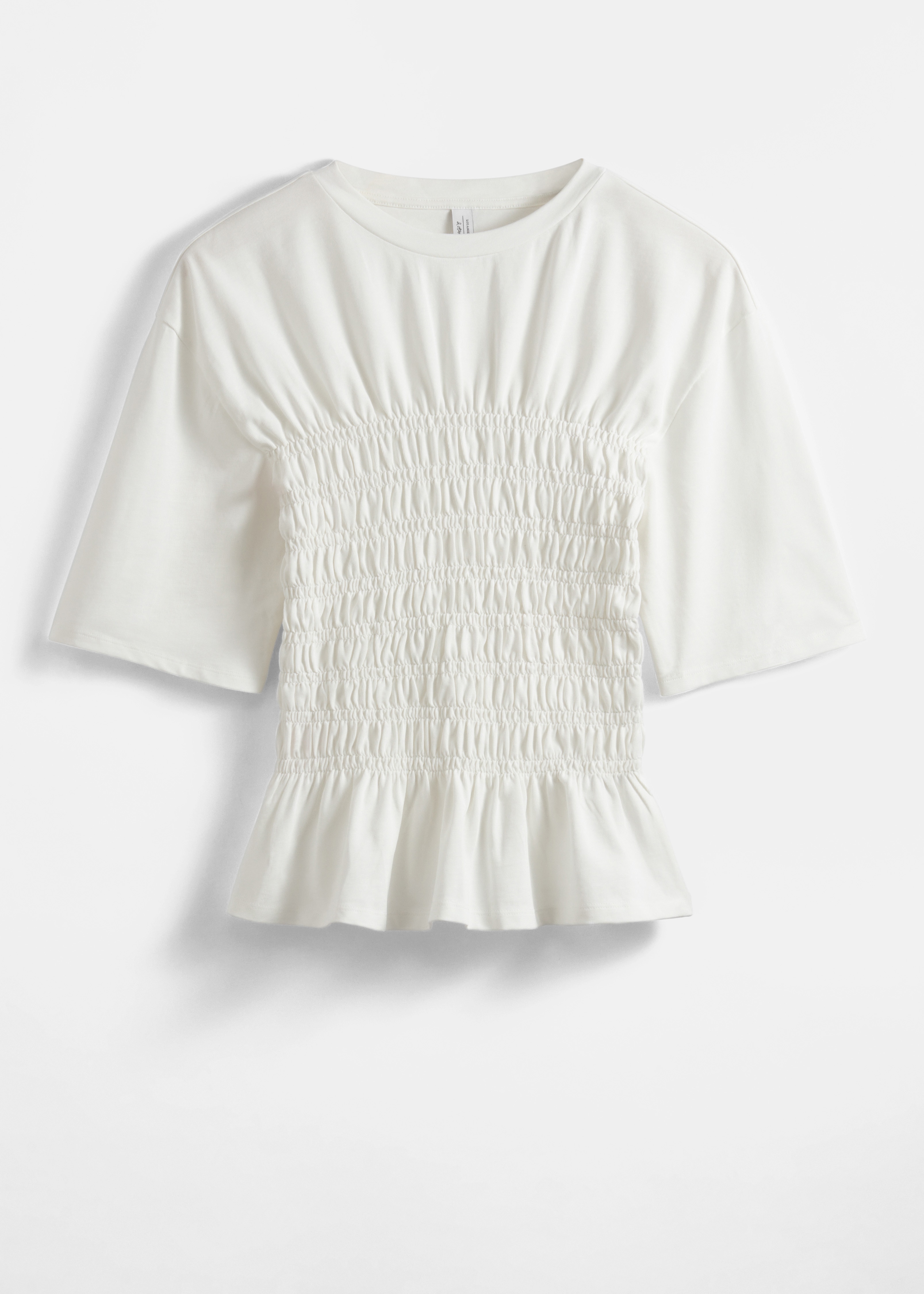 Maglia girocollo con lavorazione smock - Bianco/Blu/Lavanda