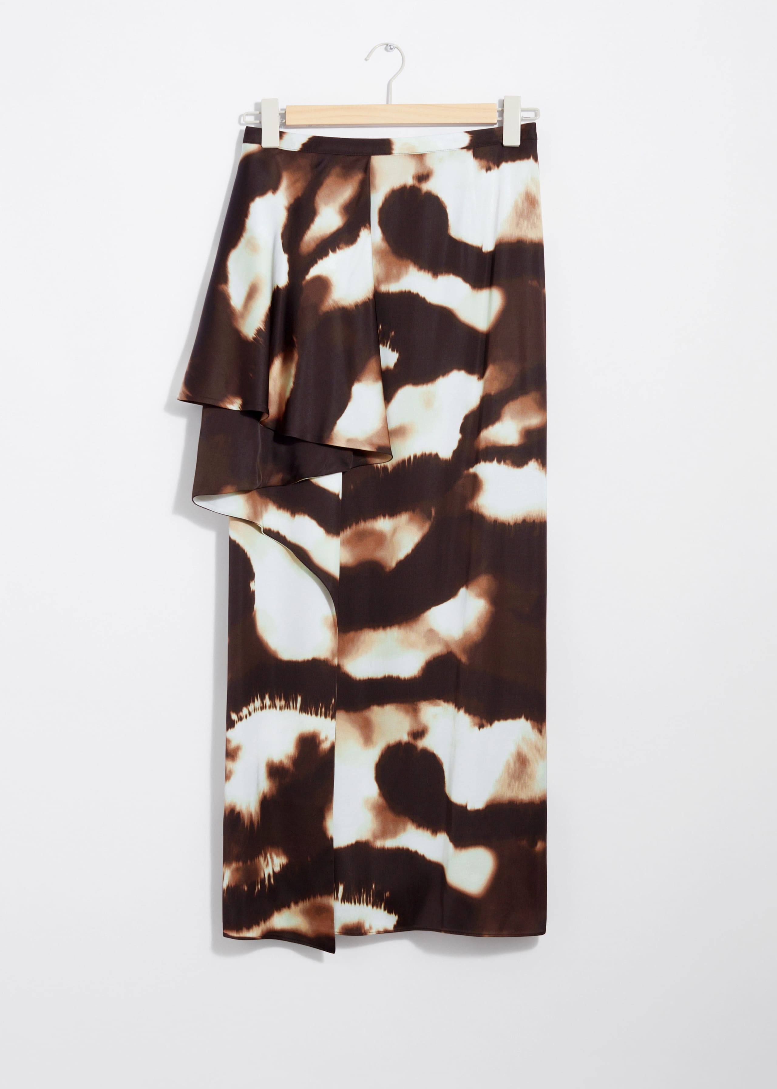Draped Satin Midi Skirt - Brown - Still Life