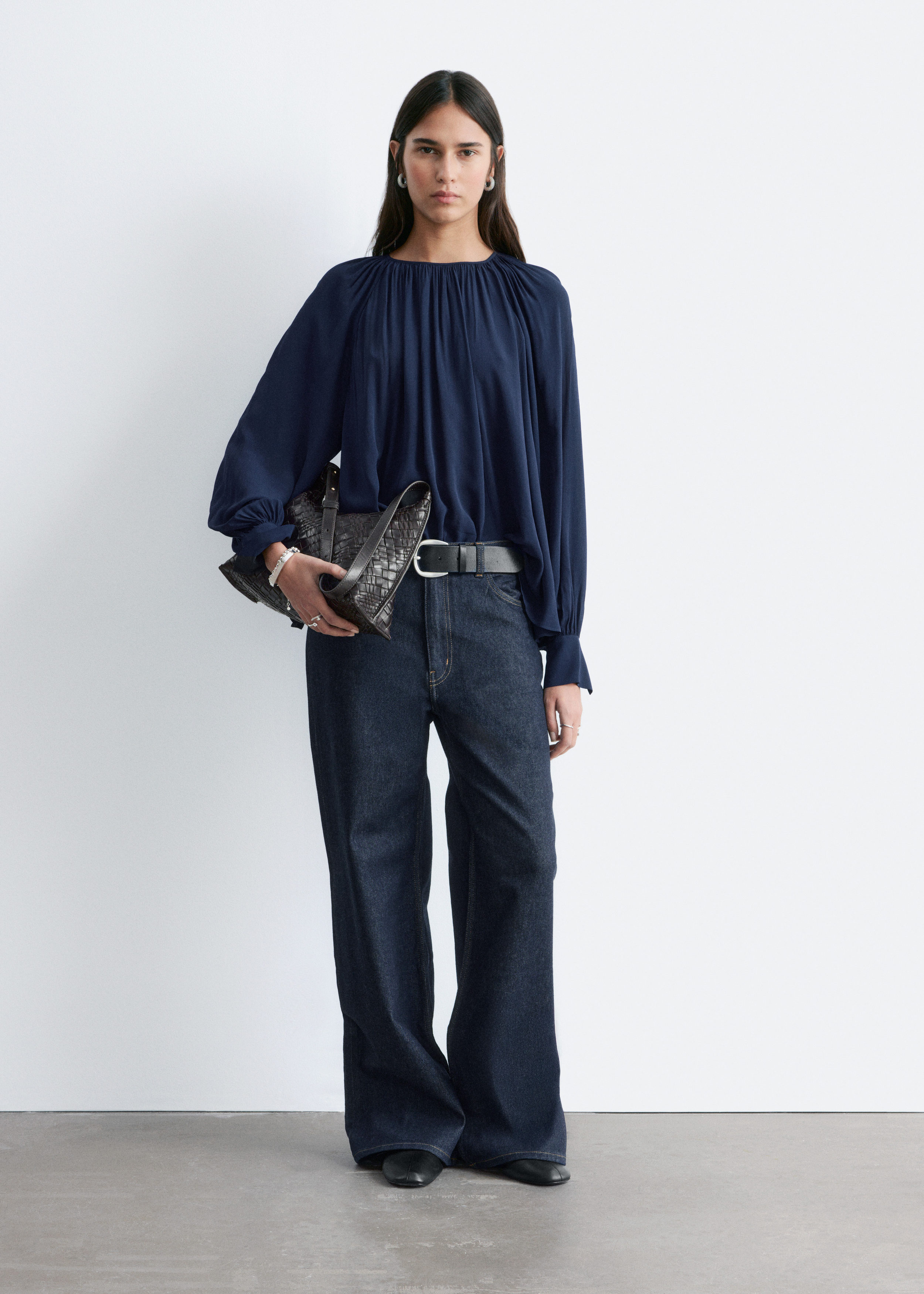 Balloon-Sleeve Blouse - Dark Blue - & Other Stories US