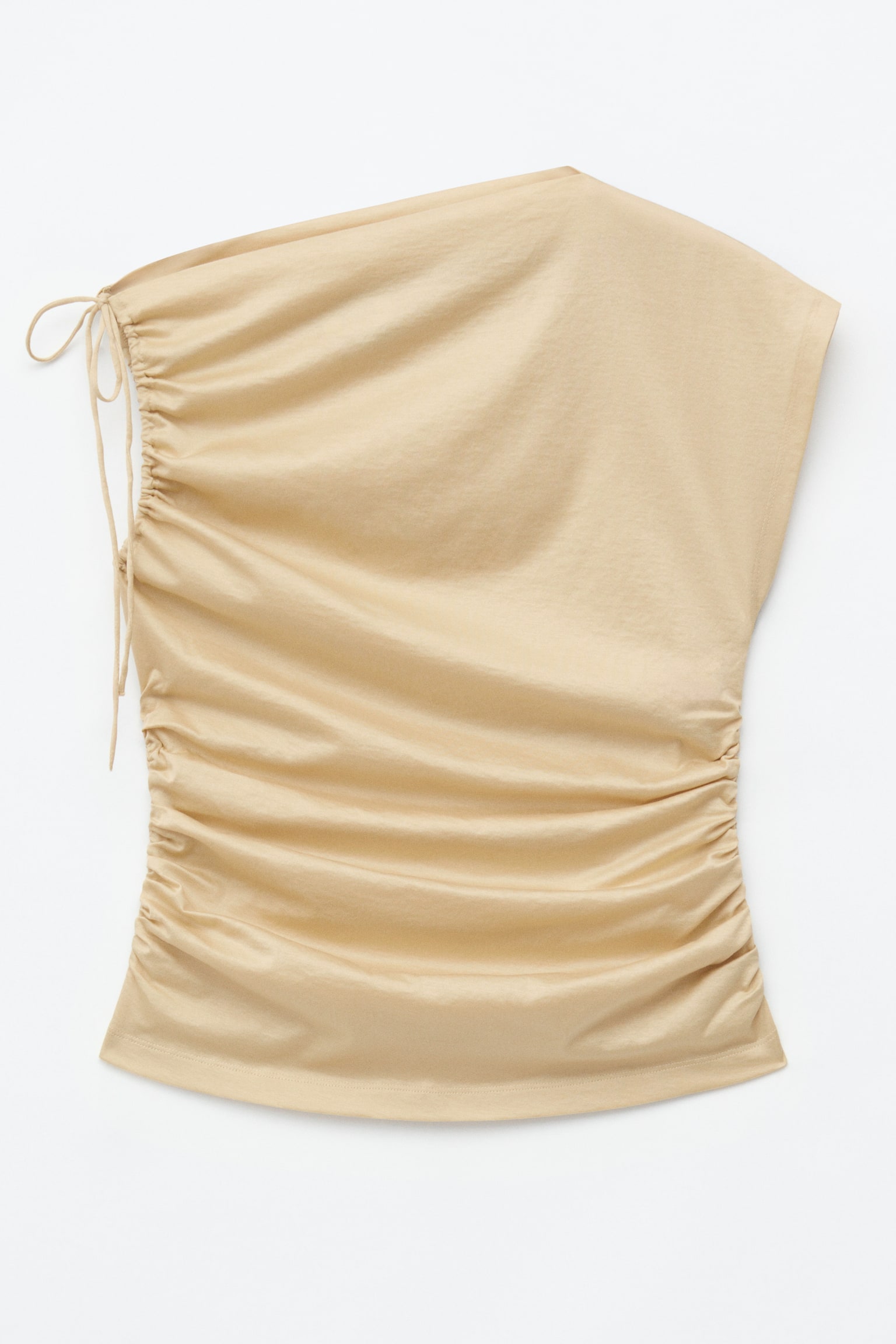 Cotton One-Shoulder Top - באז'/Bright Orange - 1