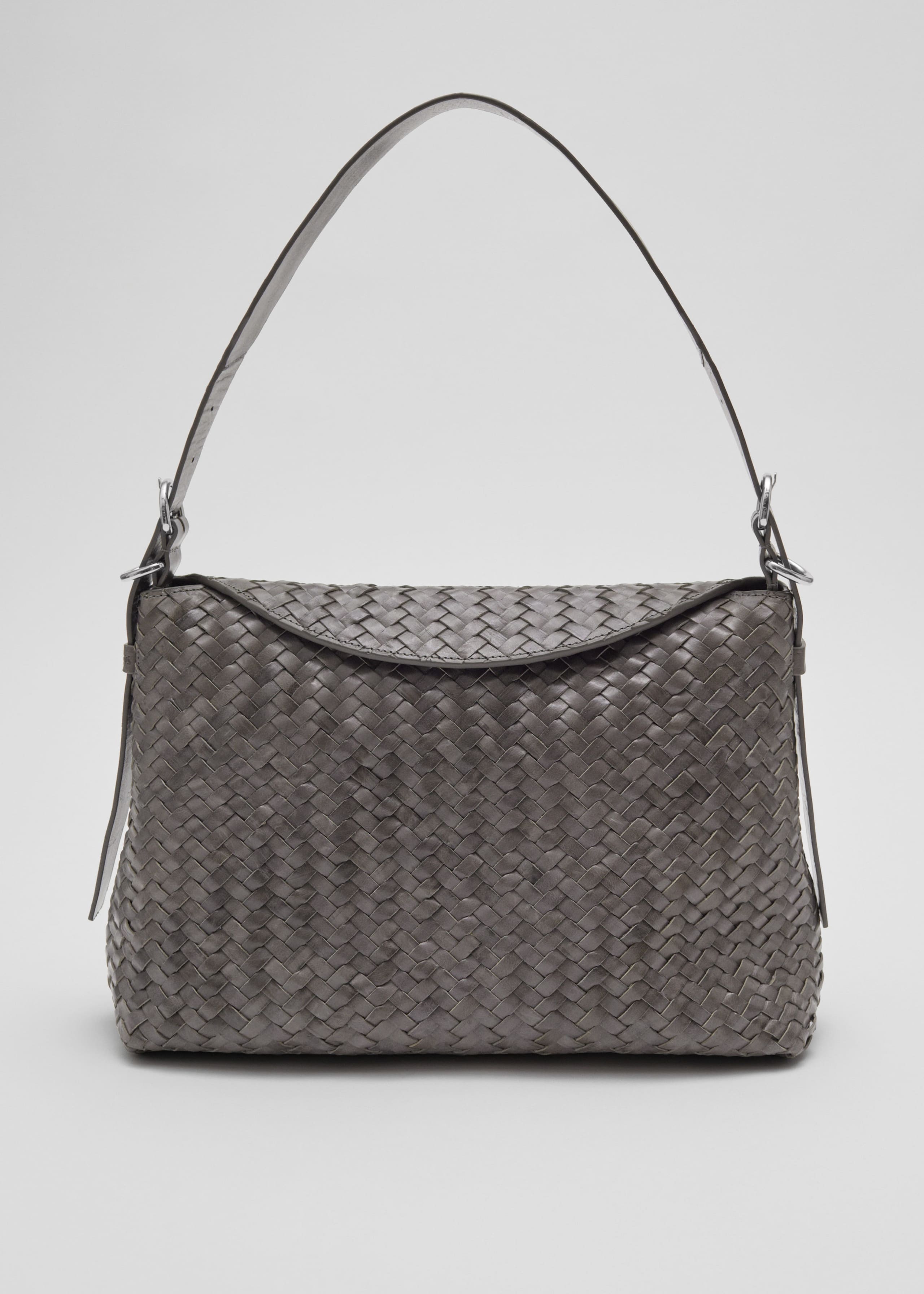 Borsa a spalla in pelle intrecciata - Marrone scuro - Natura morta