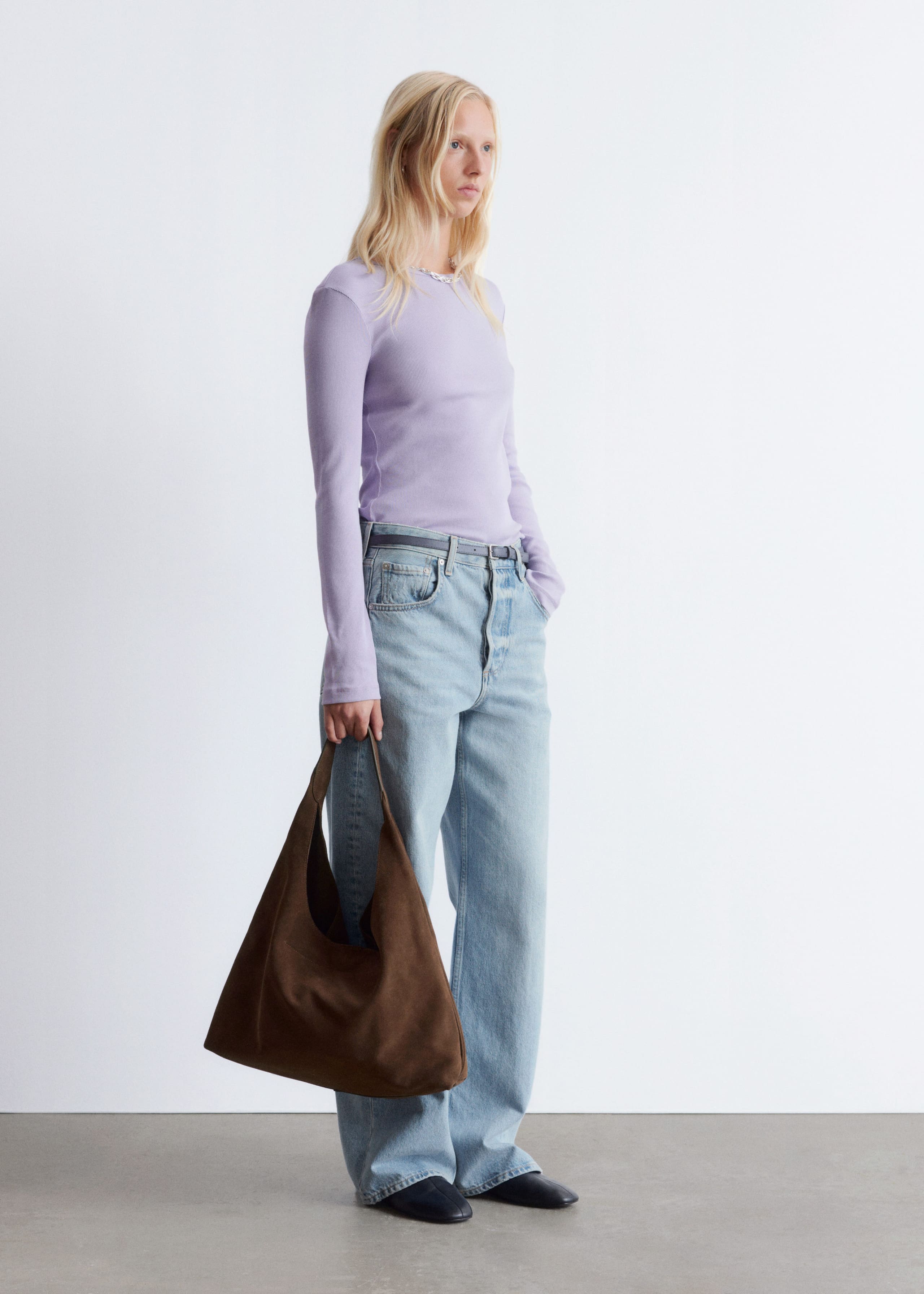 Image of Ribbed Long-Sleeve Top