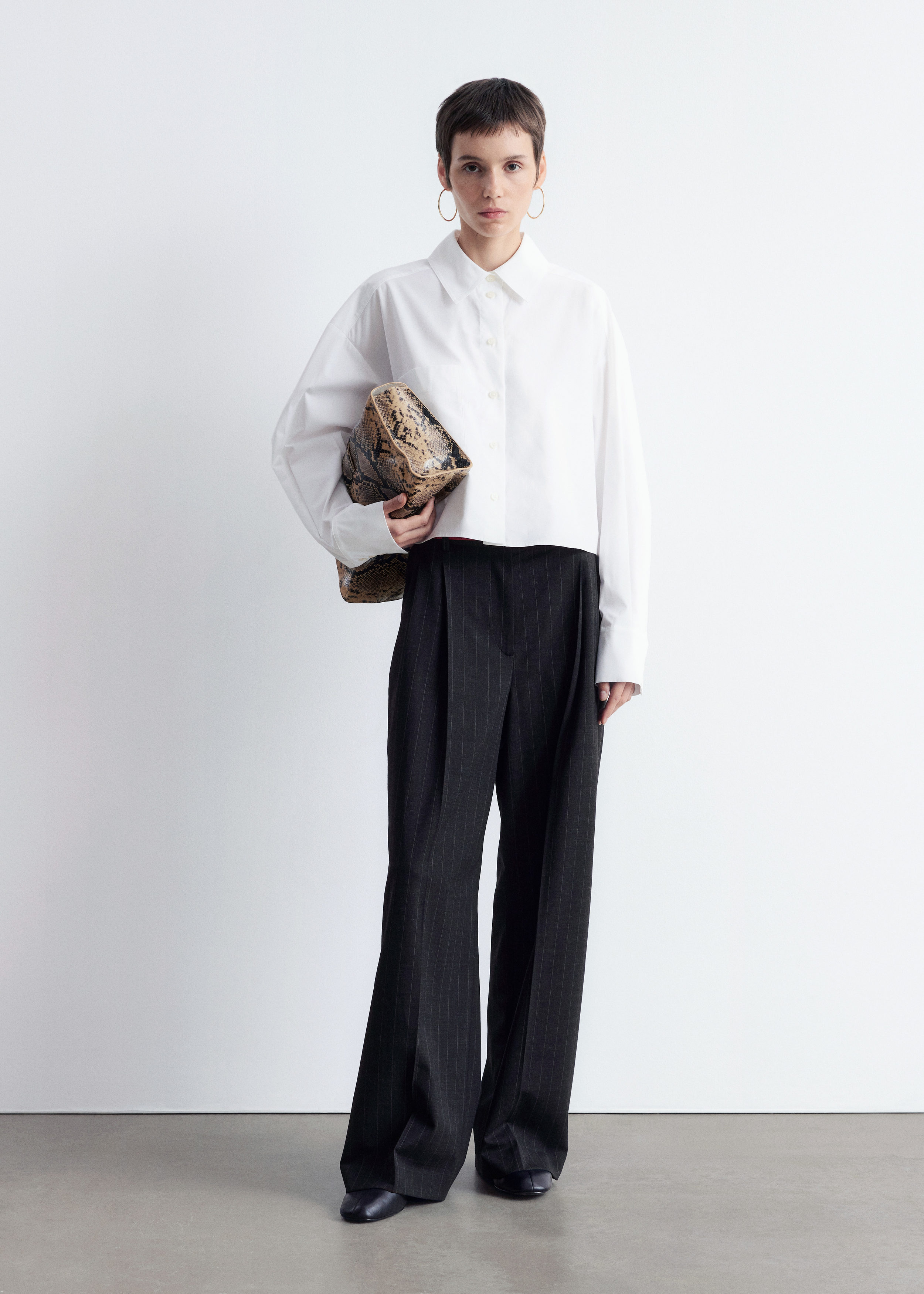 Cropped Oversized Cotton Shirt - White - & Other Stories US