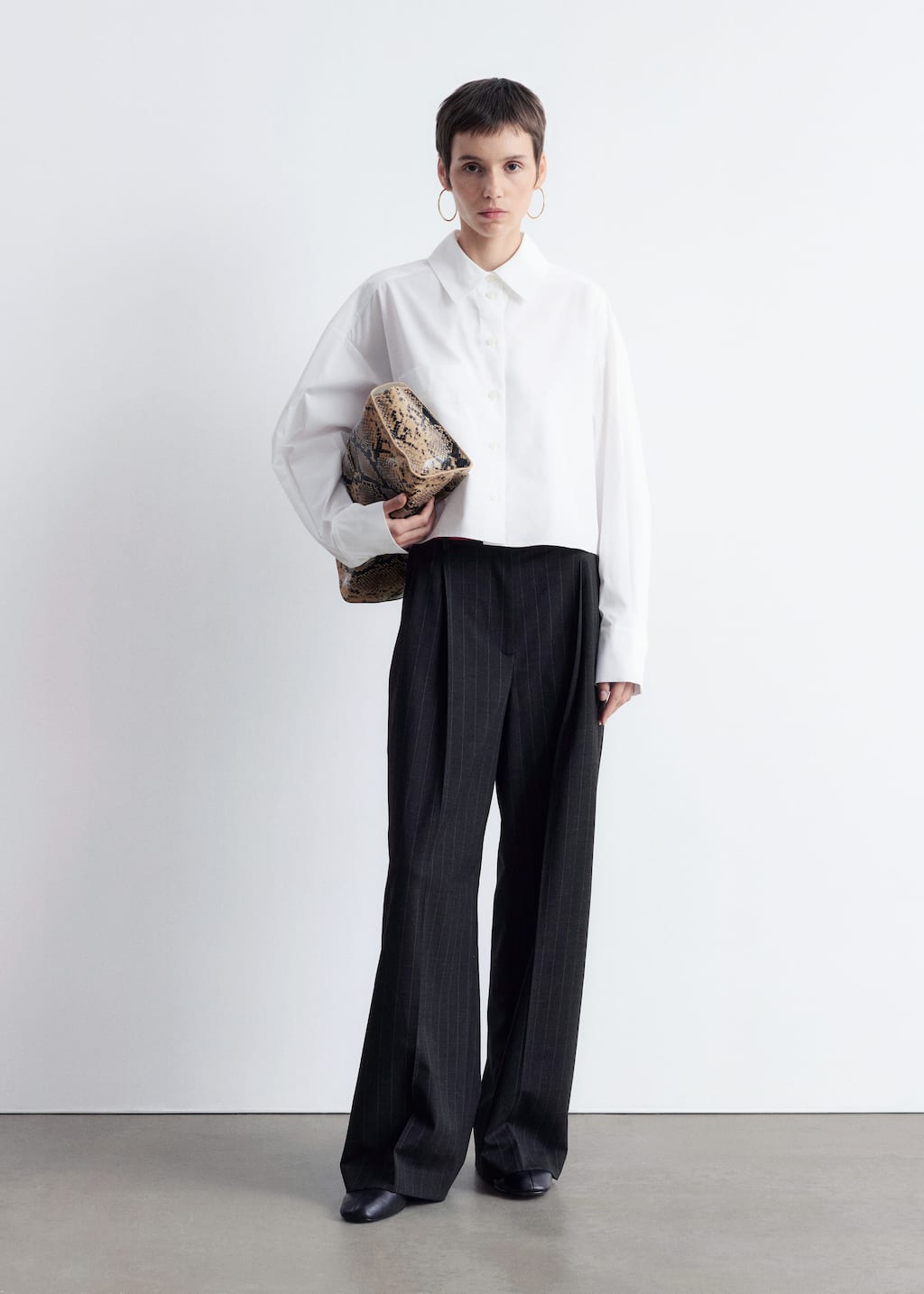 Image of Cropped Oversized Cotton Shirt