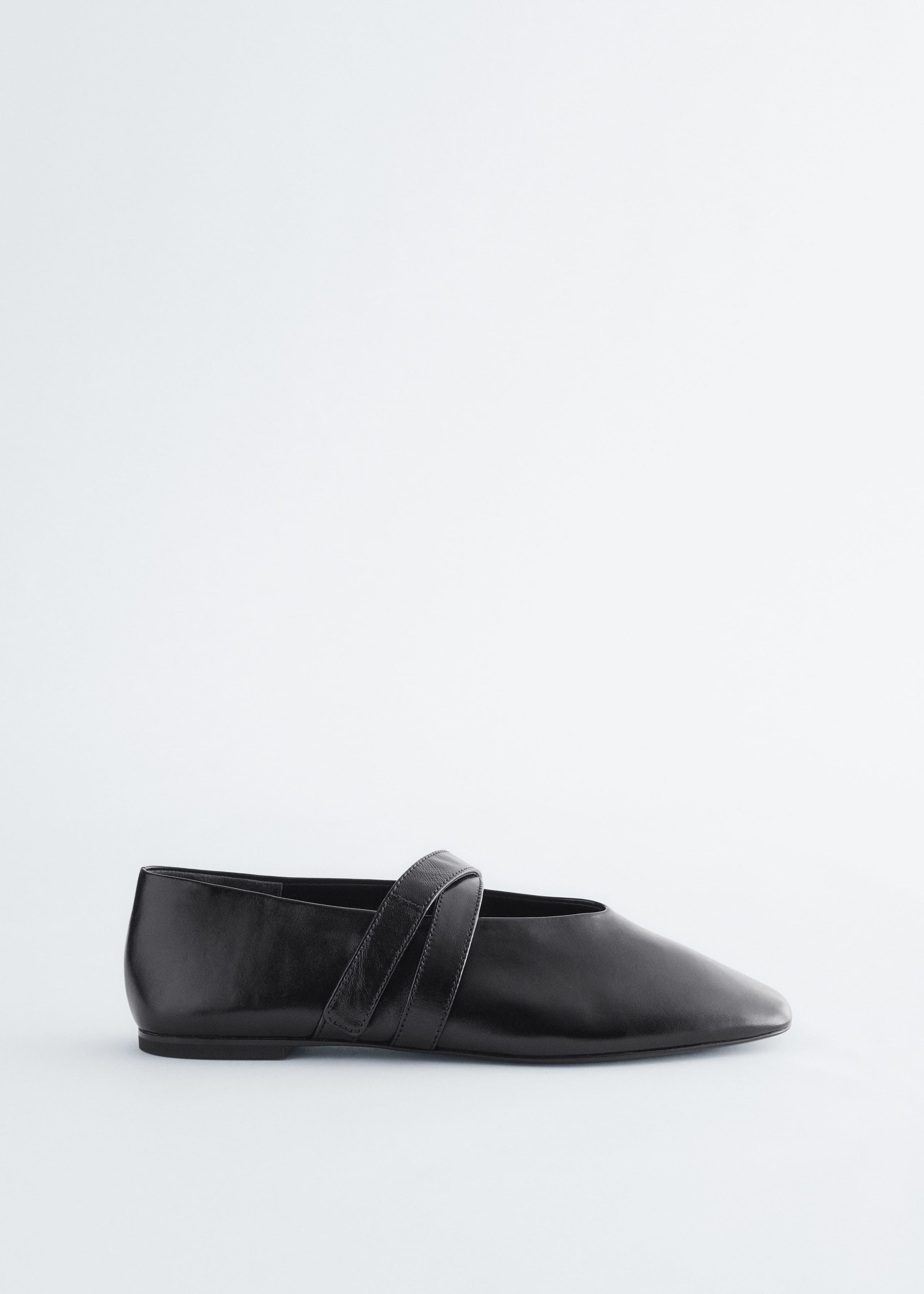 Cross-Strap Leather Ballet Flats