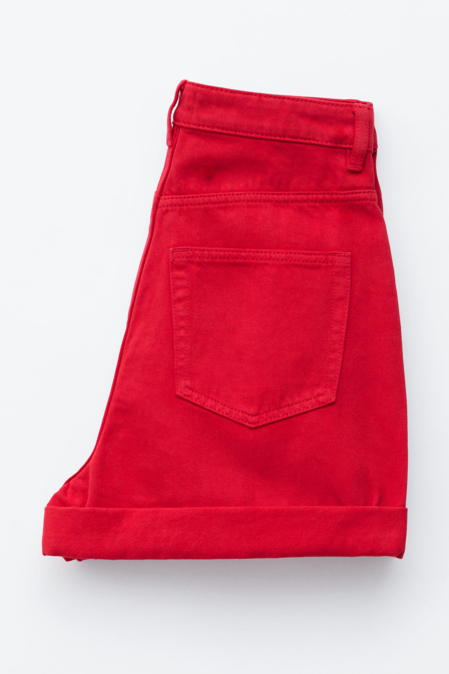 Pantalones cortos vaqueros de cintura alta - Rojo brillante - 3