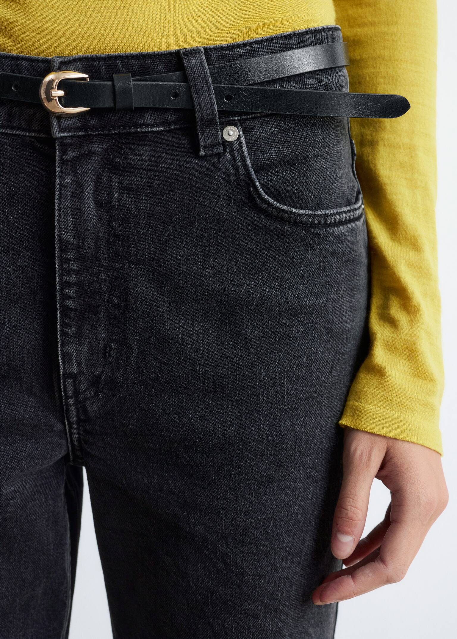 Jeans mit hohem Bund und weitem Bein - Schwarz/Hellblau/Mittelblaue Waschung - 7