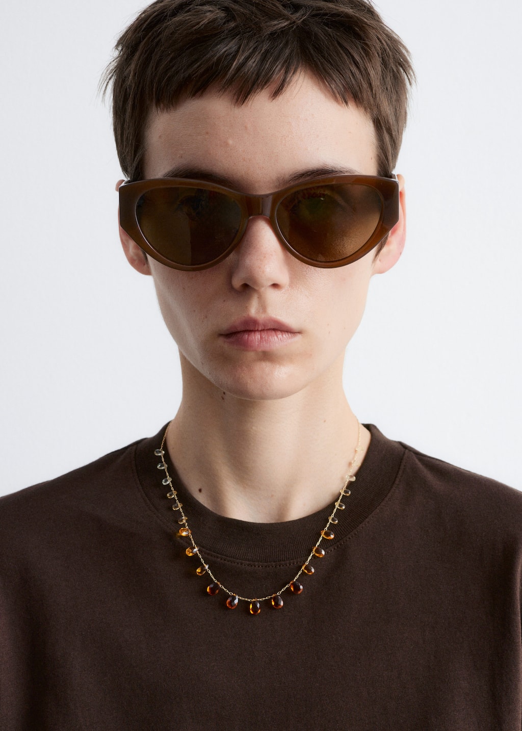 Crystal Necklace - Gold/Amber - Lookbook