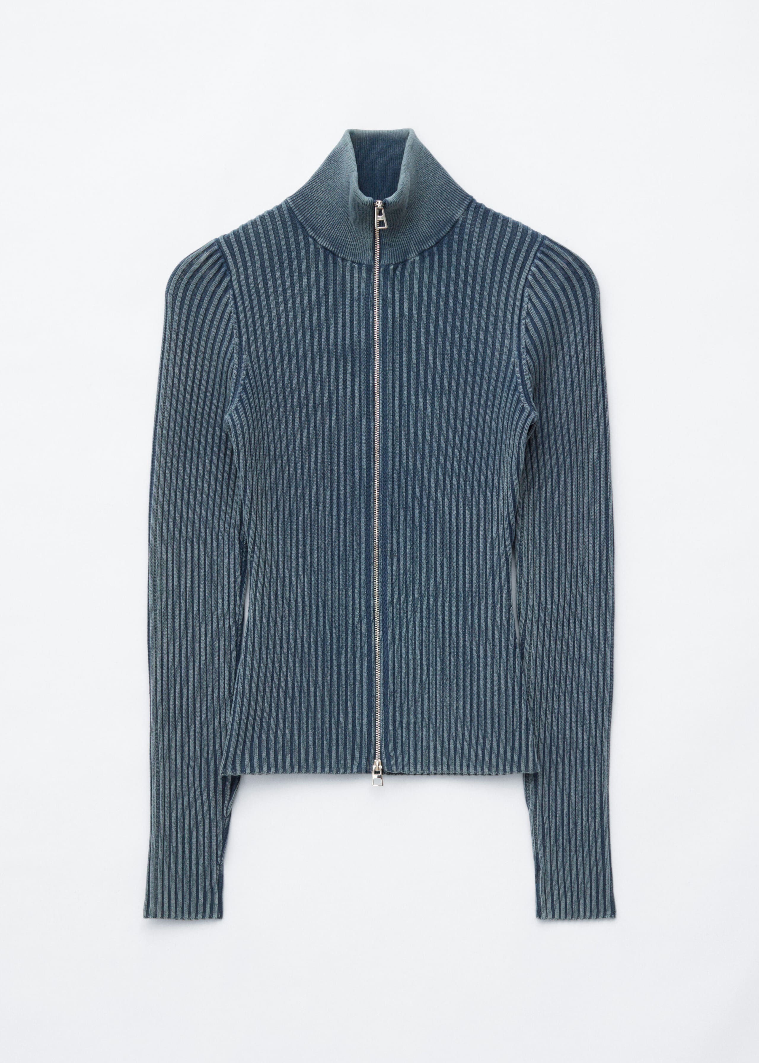 Zip-Up Turtleneck Cardigan - Dark Blue - Still Life