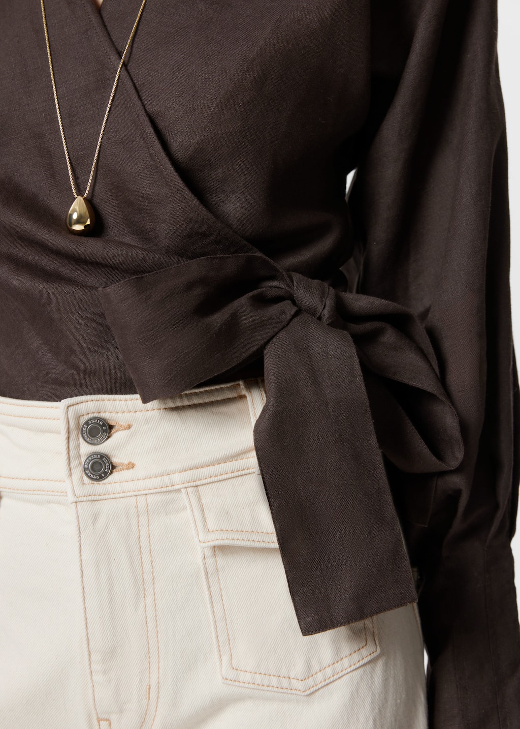 Image of Linen Wrap Blouse