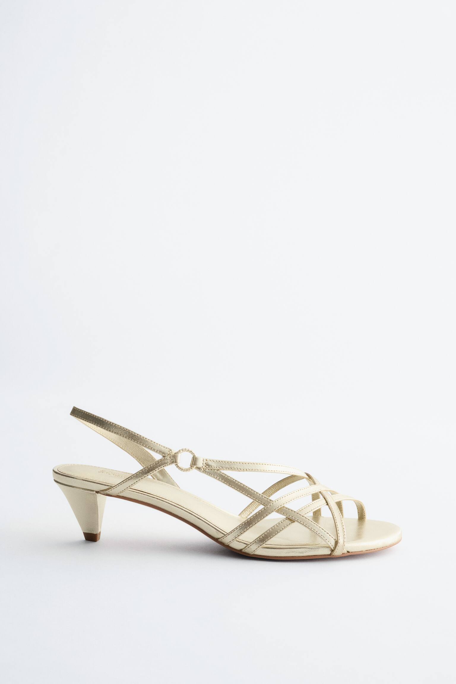 Remsandaletter i läder - Guld/Svart - 1