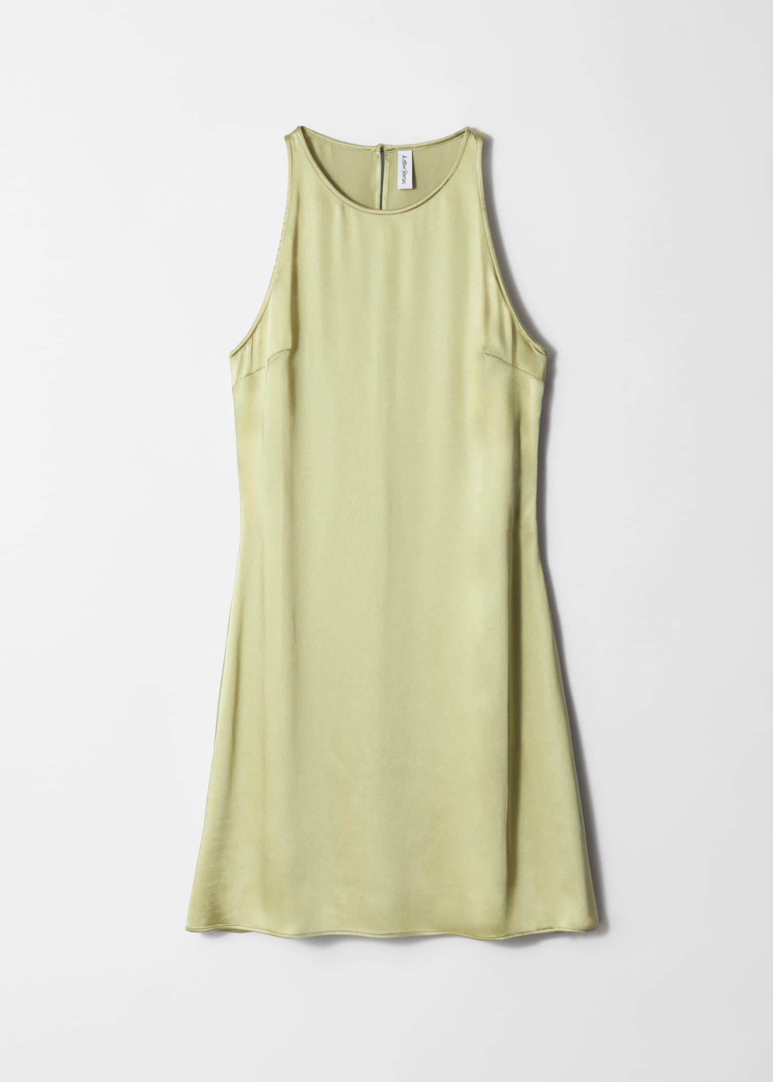 Satin Mini Dress - Light Green/Black - 2