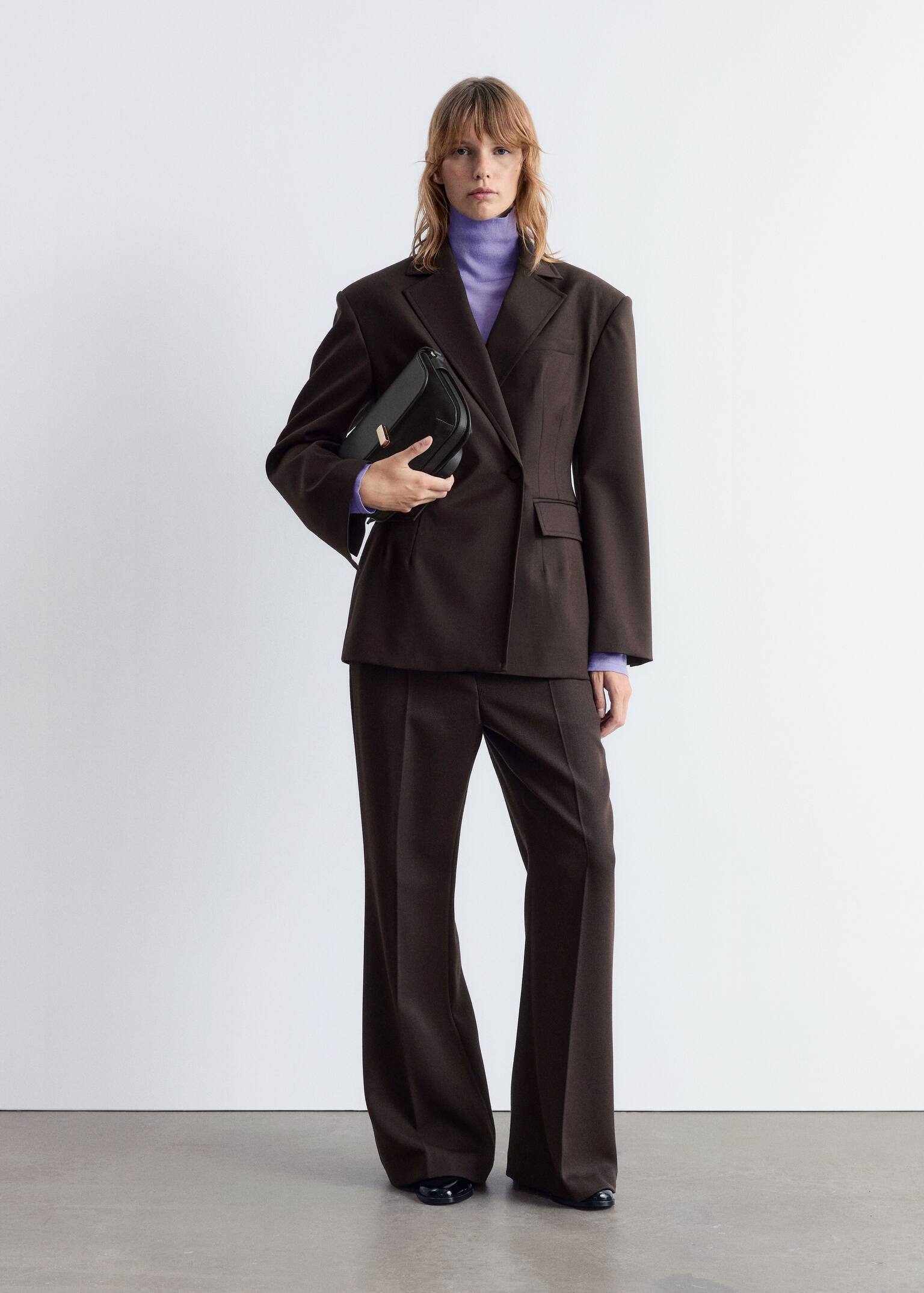 Blazer doppiopetto in lana - Marrone scuro