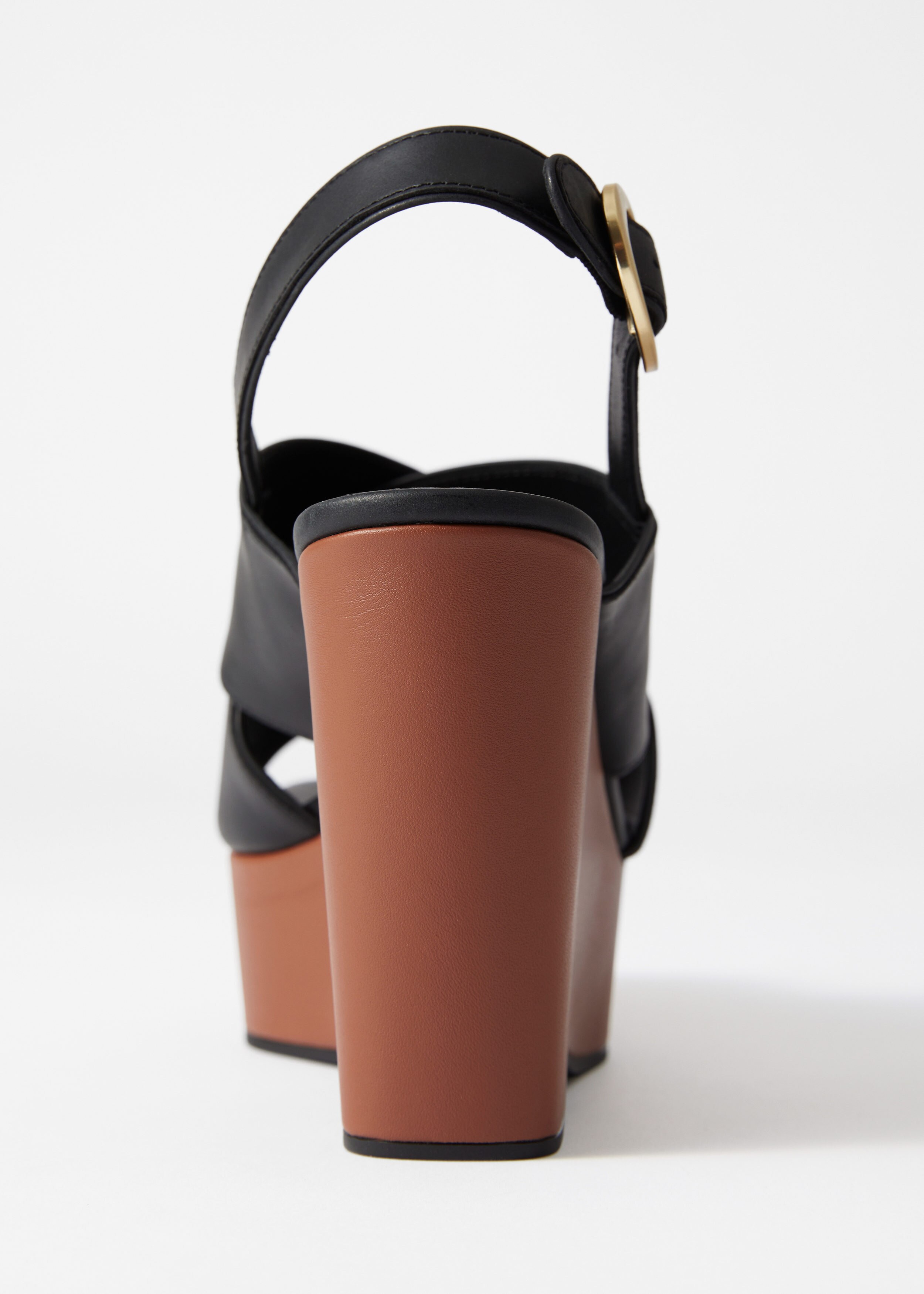Loewe★素敵！Black Leather Platform Wedge Sandals Loewe - Ease Black Leather Buckle Slide Heel, 90mm