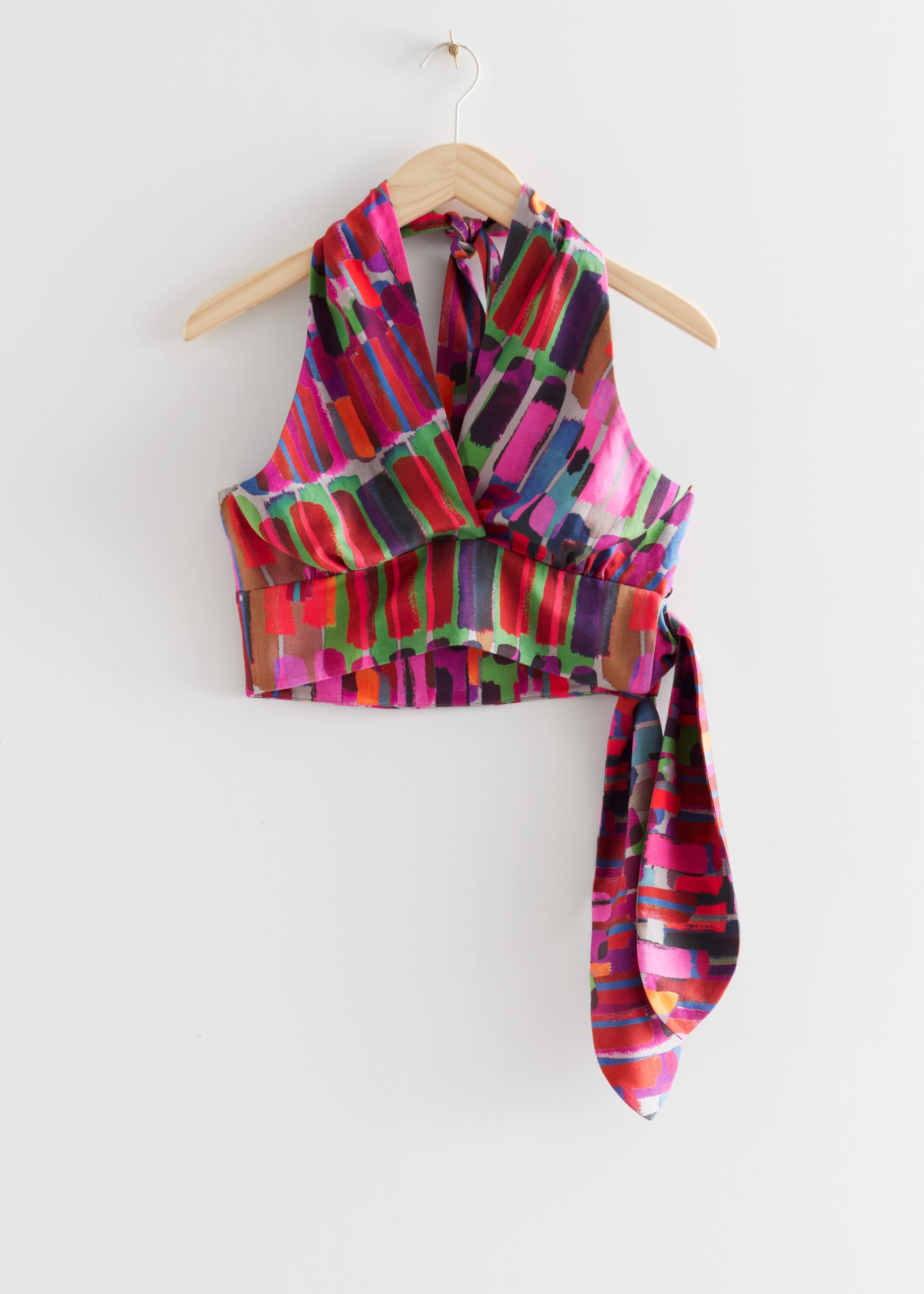 Printed Halterneck Top - Pink/Purple/Red - Natura morta