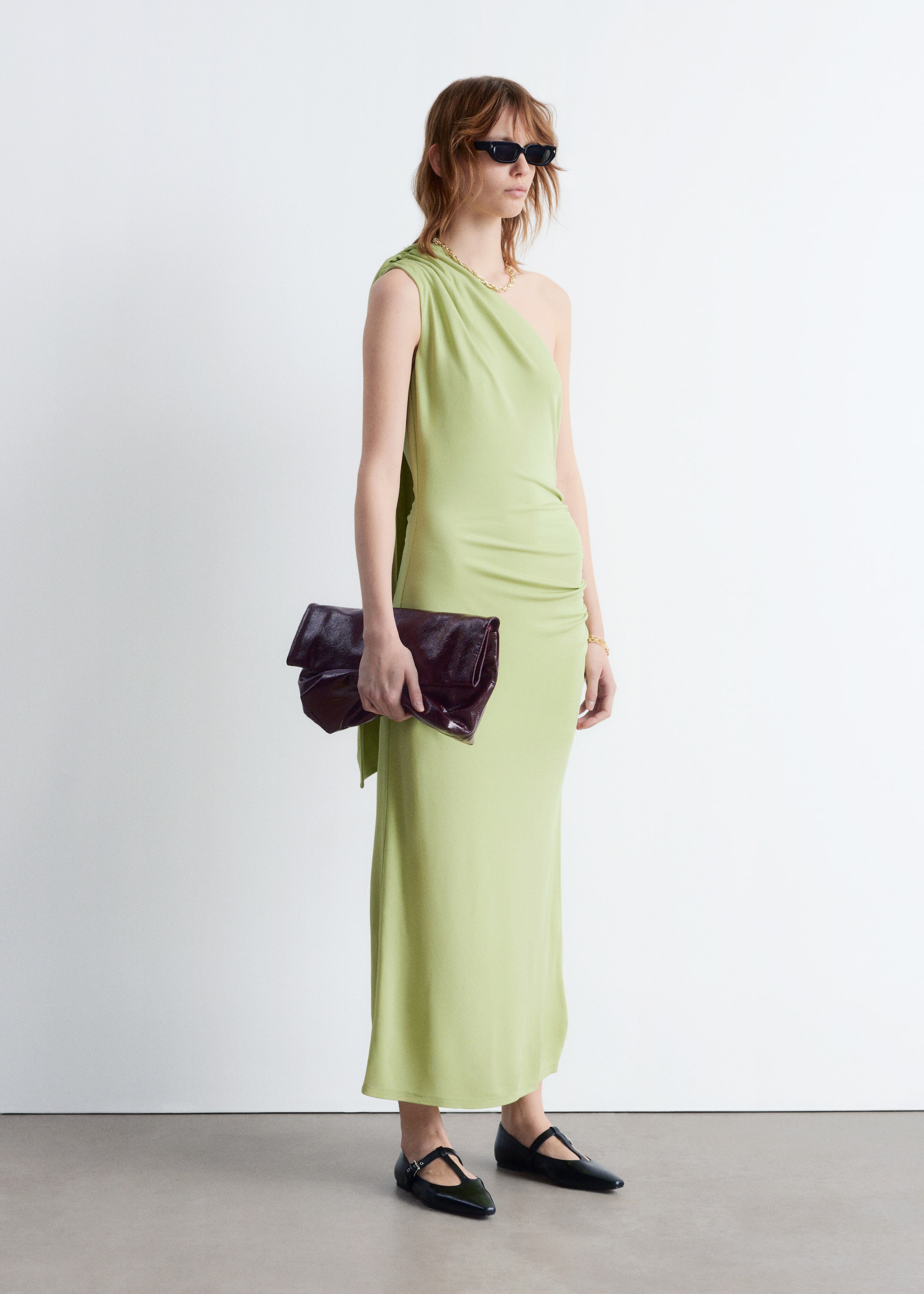 Agrandir l'image: Robe midi asymétrique avec foulard - Vert clair - FEMME | H&M FR 5