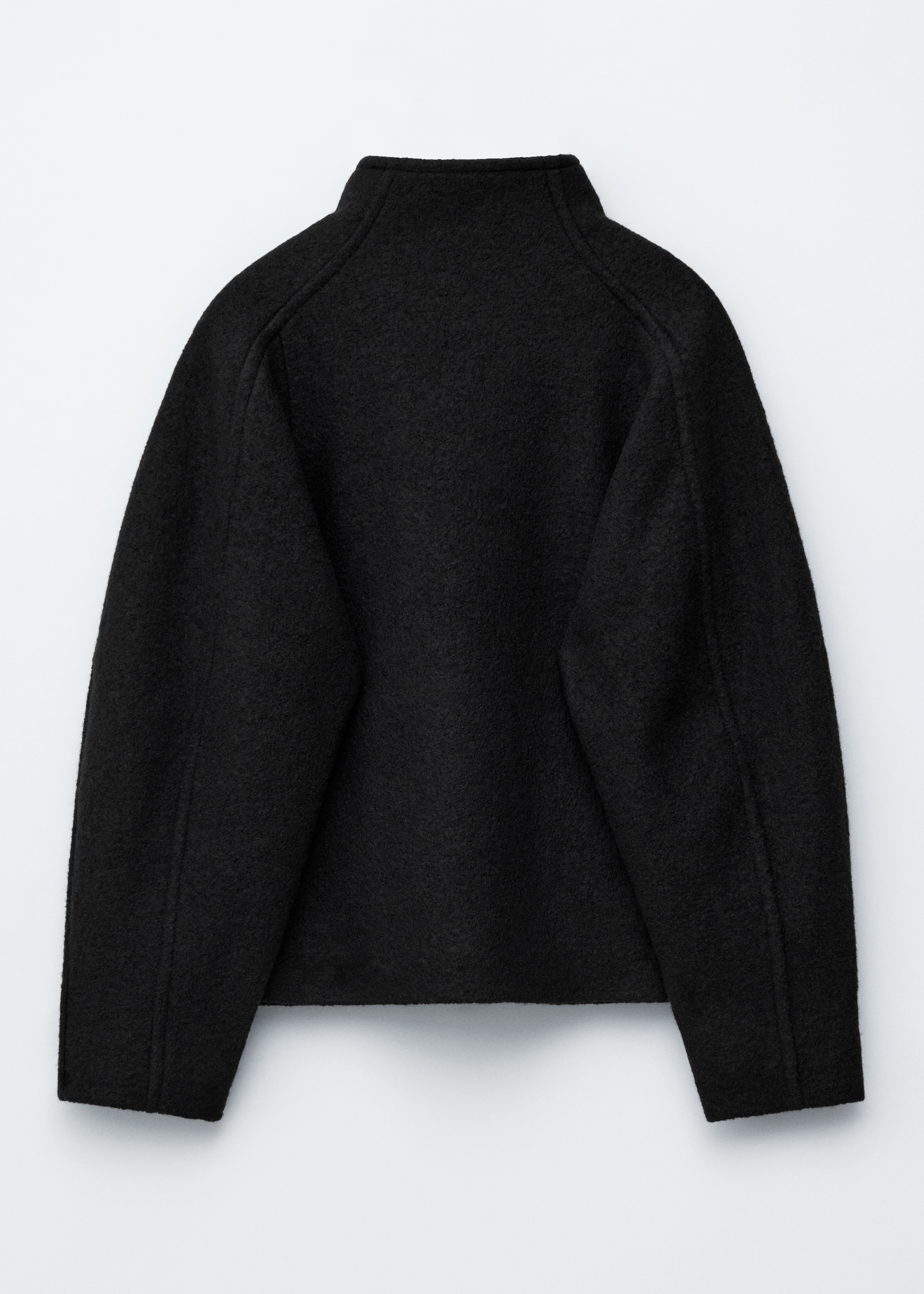 Chaqueta de lana asimétrica - Negro/Rojo oscuro/Topo