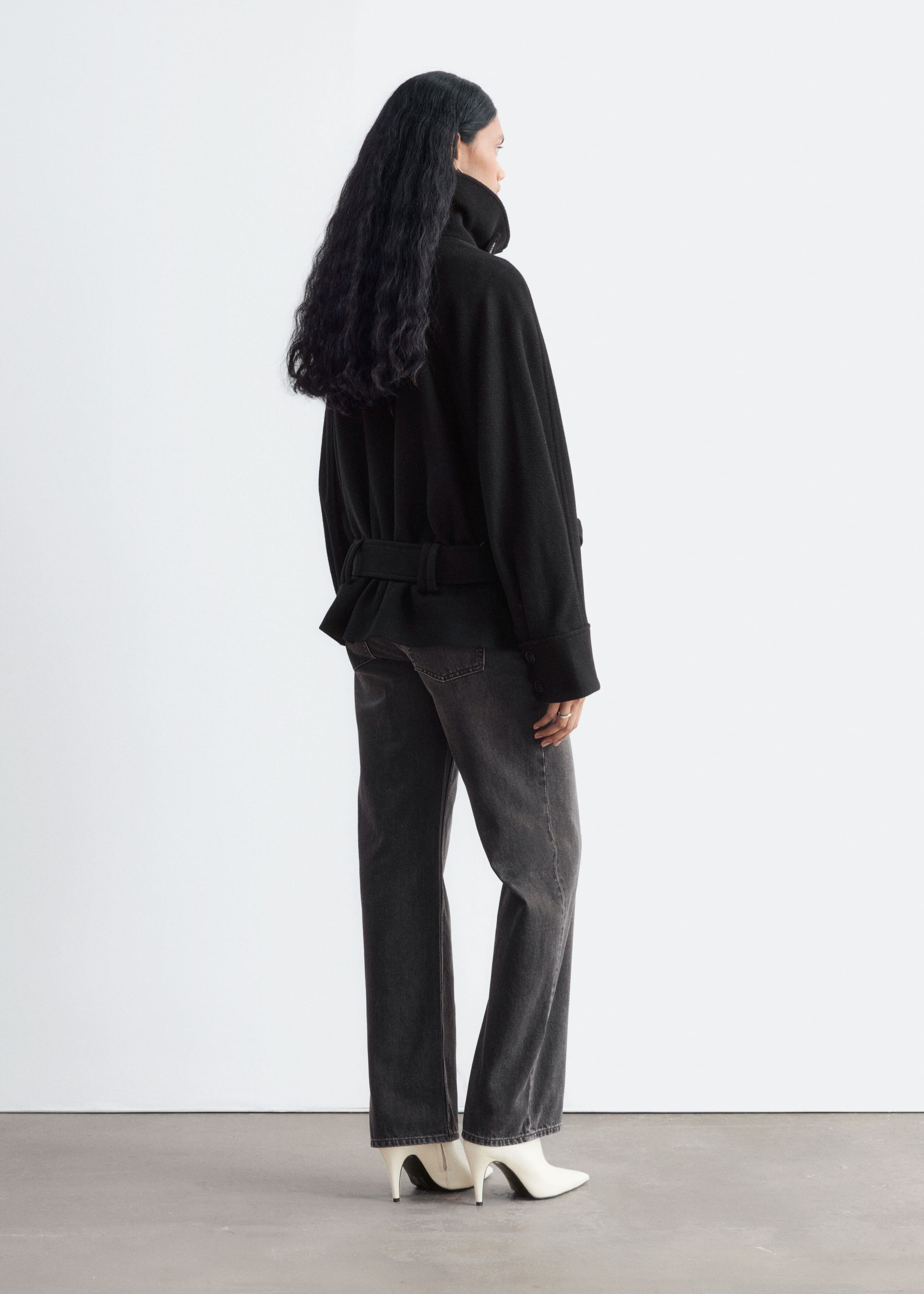 Belted Wool Jacket - Black - Lookbook