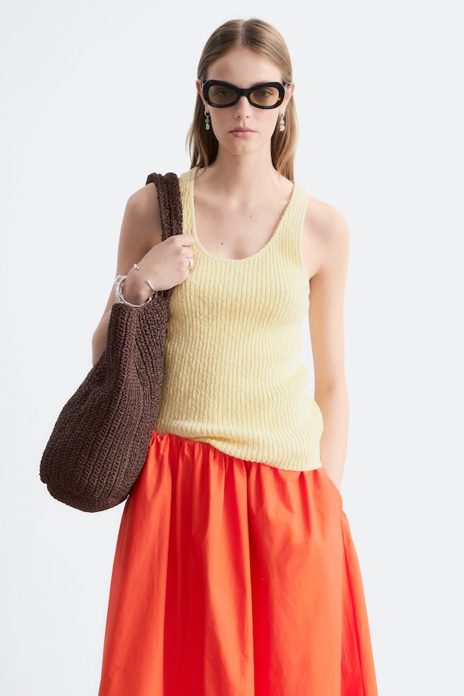 Top di cotone in stile vogatore - Giallo chiaro/Rosa/Rosso brillante - 1