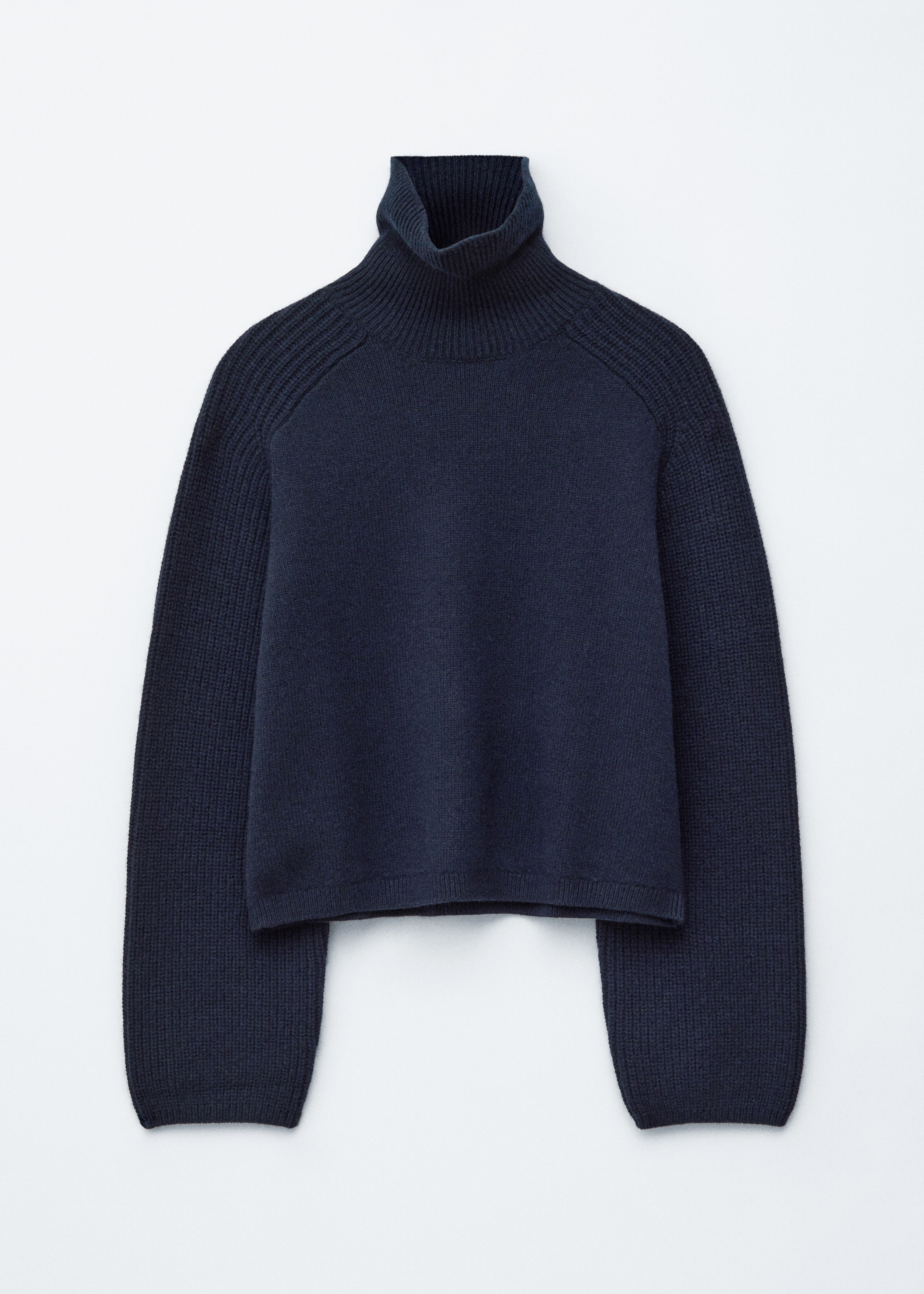 Jersey de corte cuadrado y cuello alto - Azul oscuro/Marrón oscuro