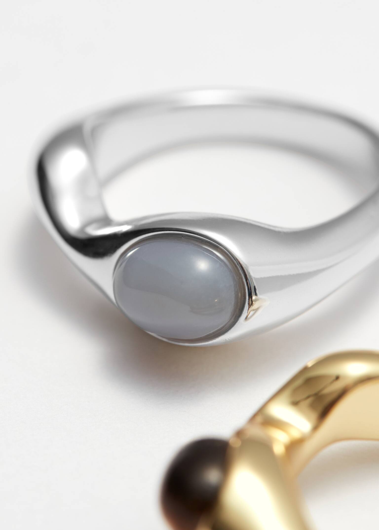 Bague asymétrique à pierre - Argenté - 2