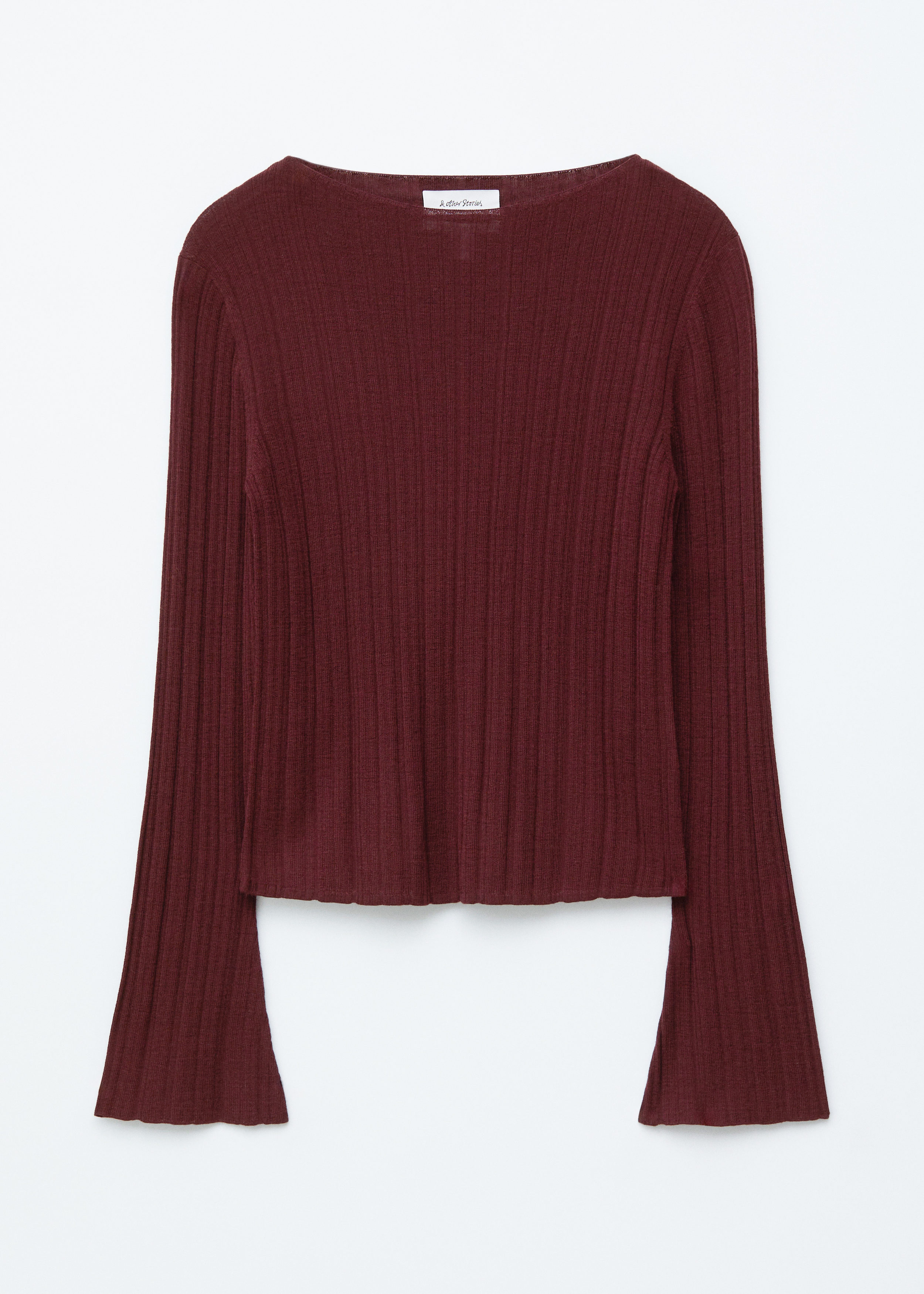 Rib-Knit Wool Boatneck Top