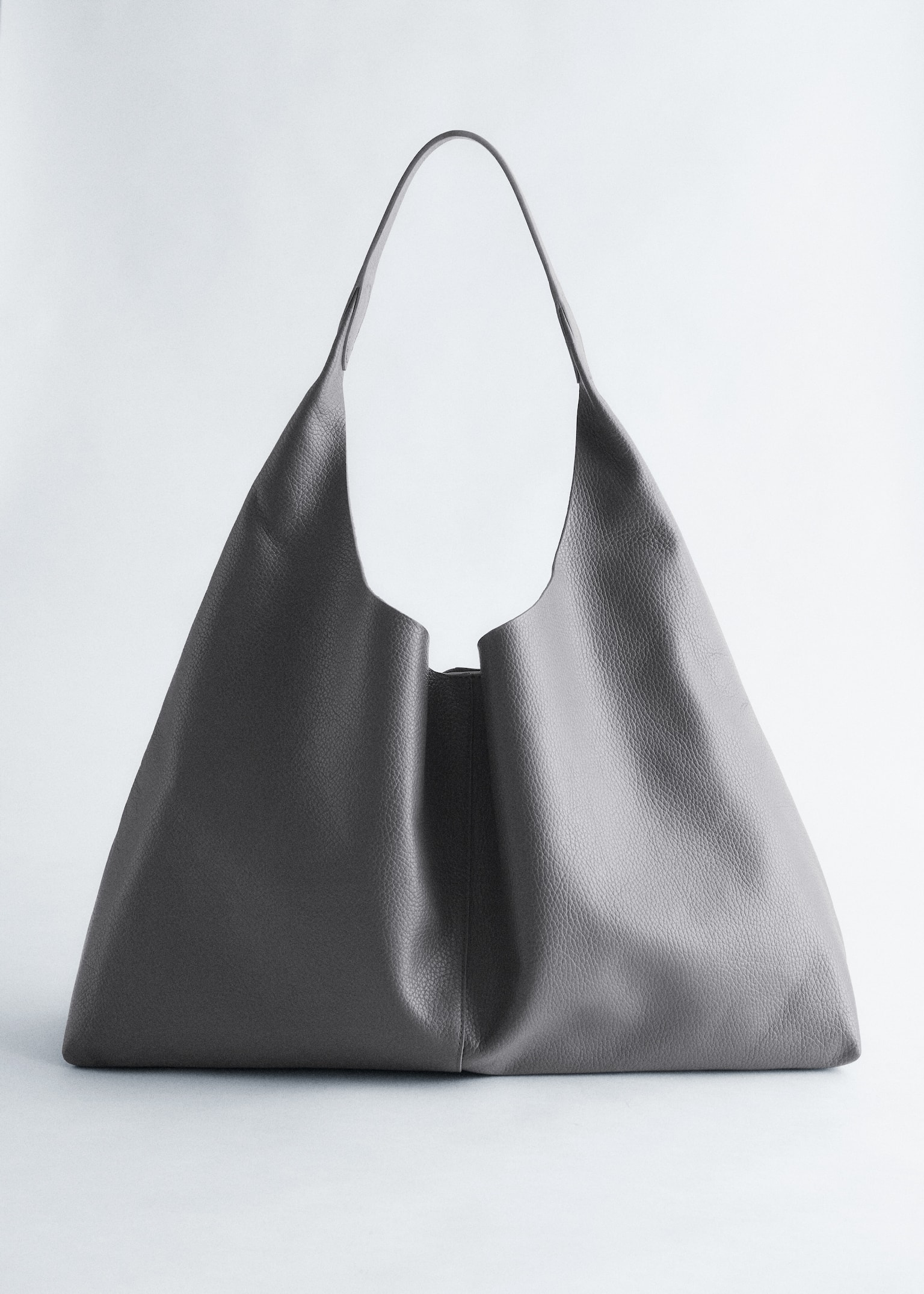Sac cabas extra large en cuir - Gris foncé/Noir - 2