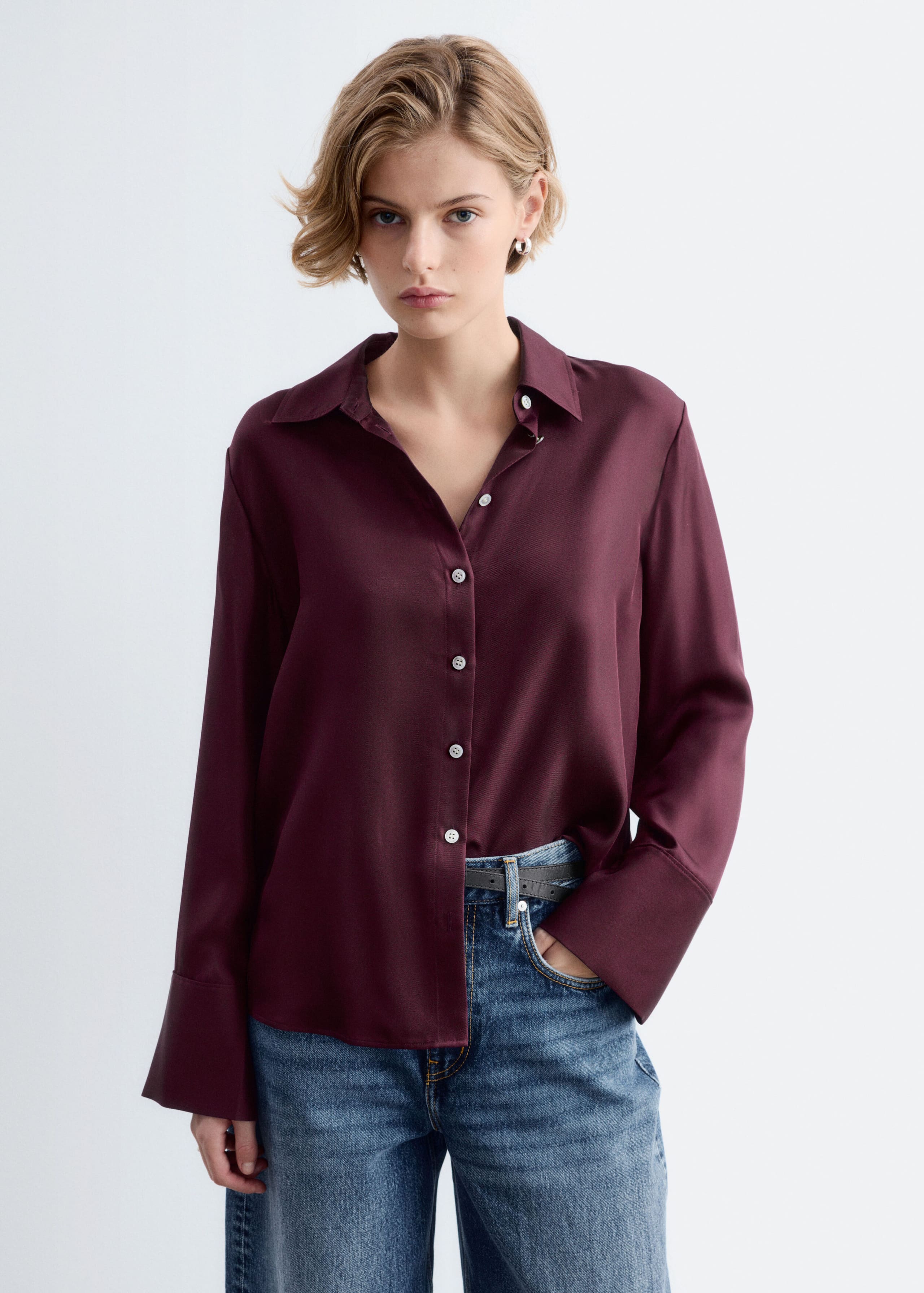 Relaxed Silk Shirt Dark Red