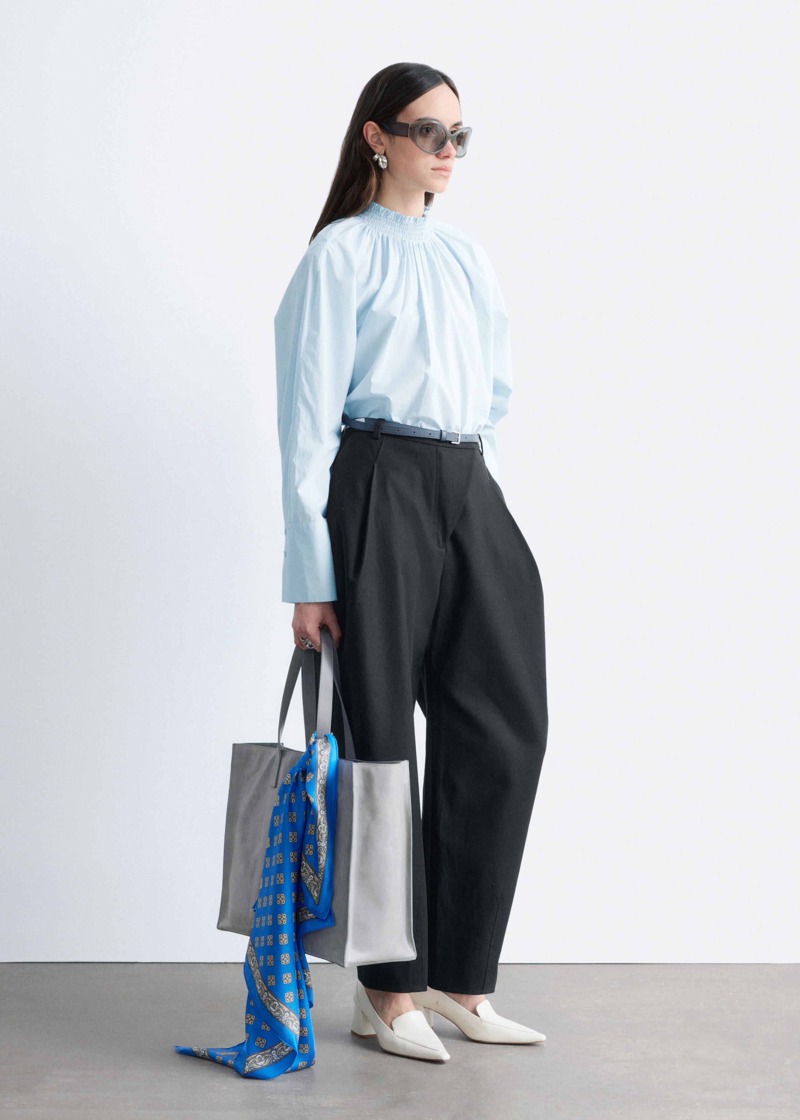 Image of Bluse mit Stehkragen und Raffungen