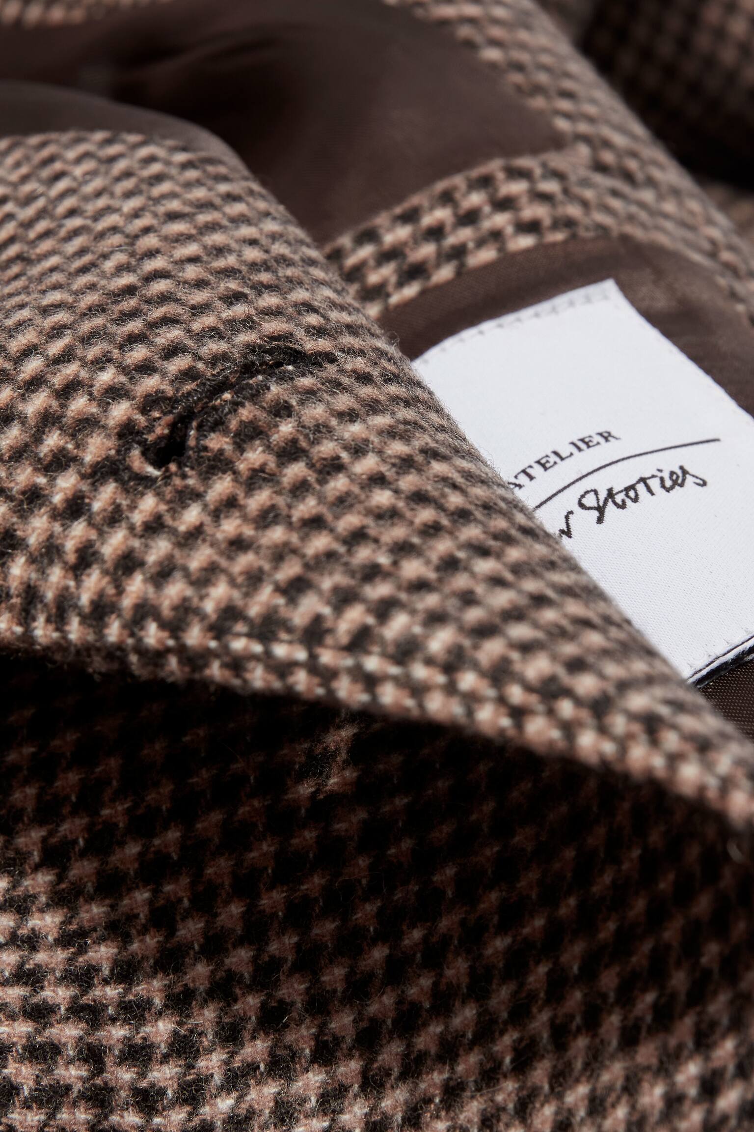Wool Blazer - Brown Houndstooth/Grey Tweed - 4