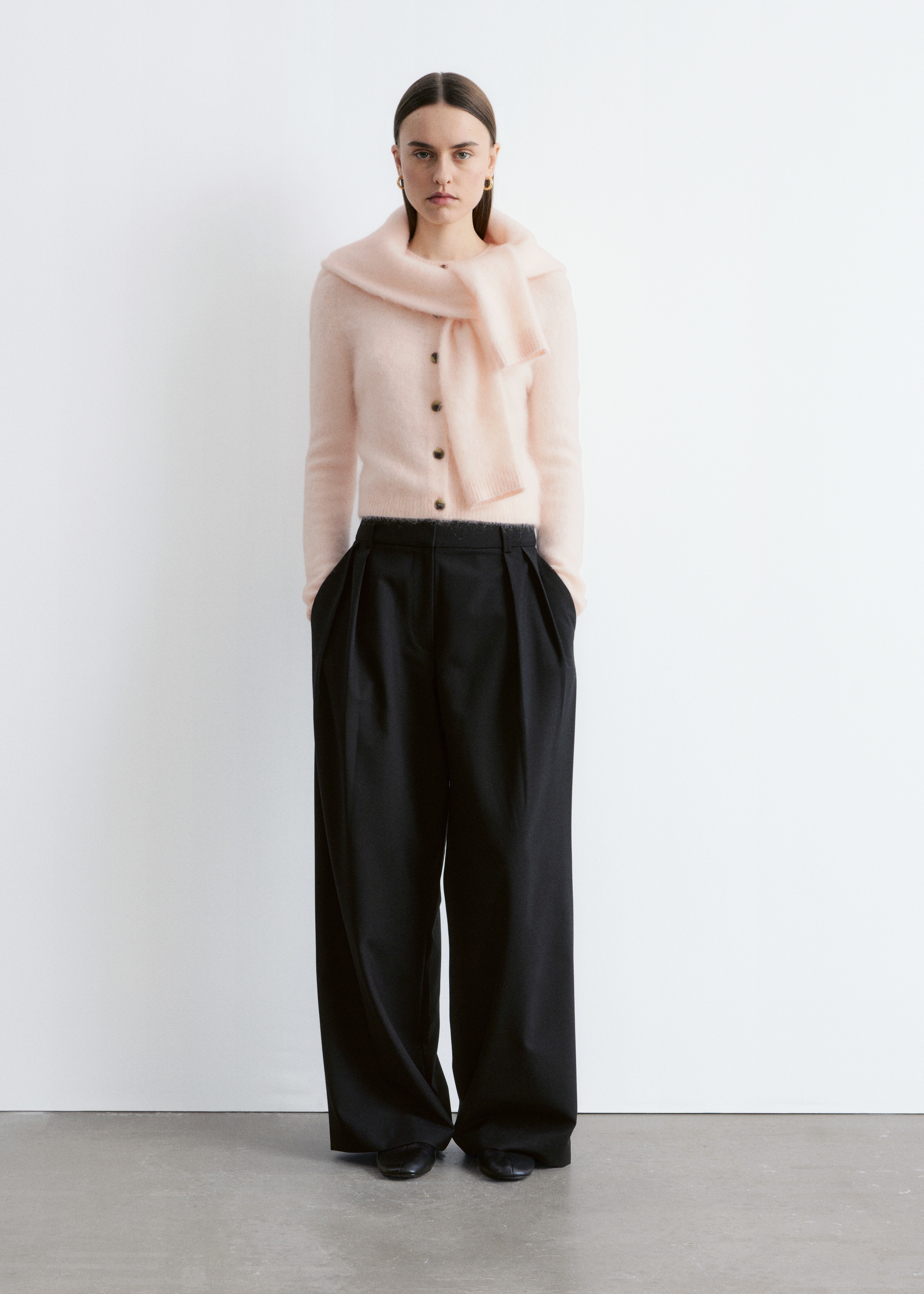 Kardigan z domieszką szczotkowanego moheru - Brzoskwiniowy/Jasnoturkusowy/Czarny/Kamelowy