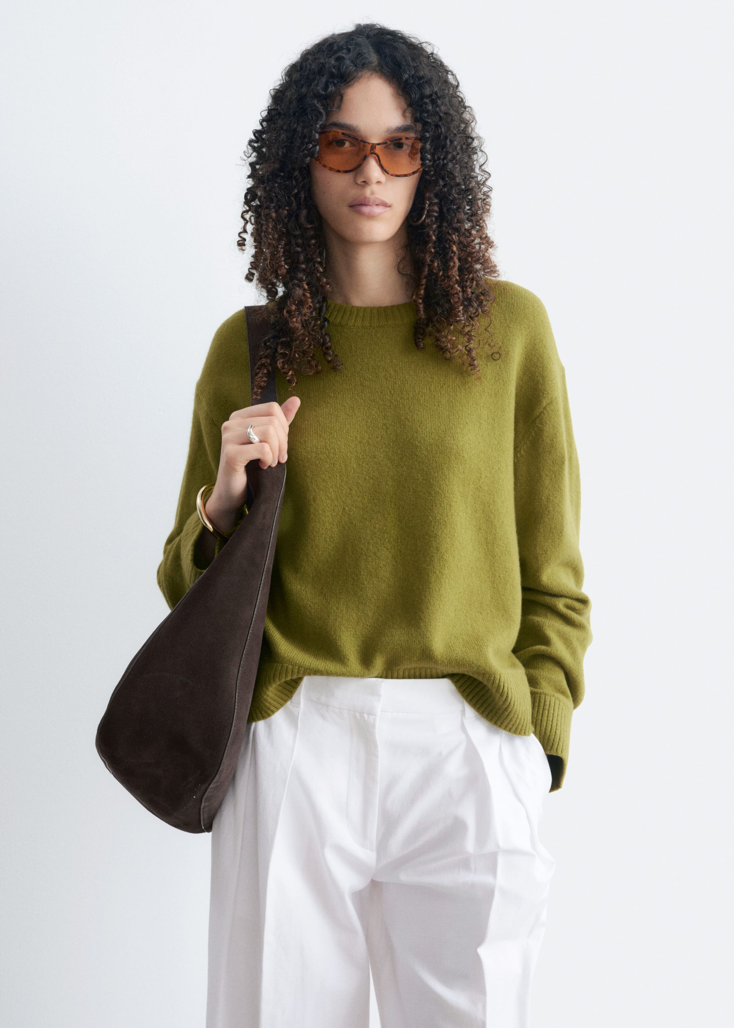 Boxy Knit Jumper - Dark Brown - Lookbook