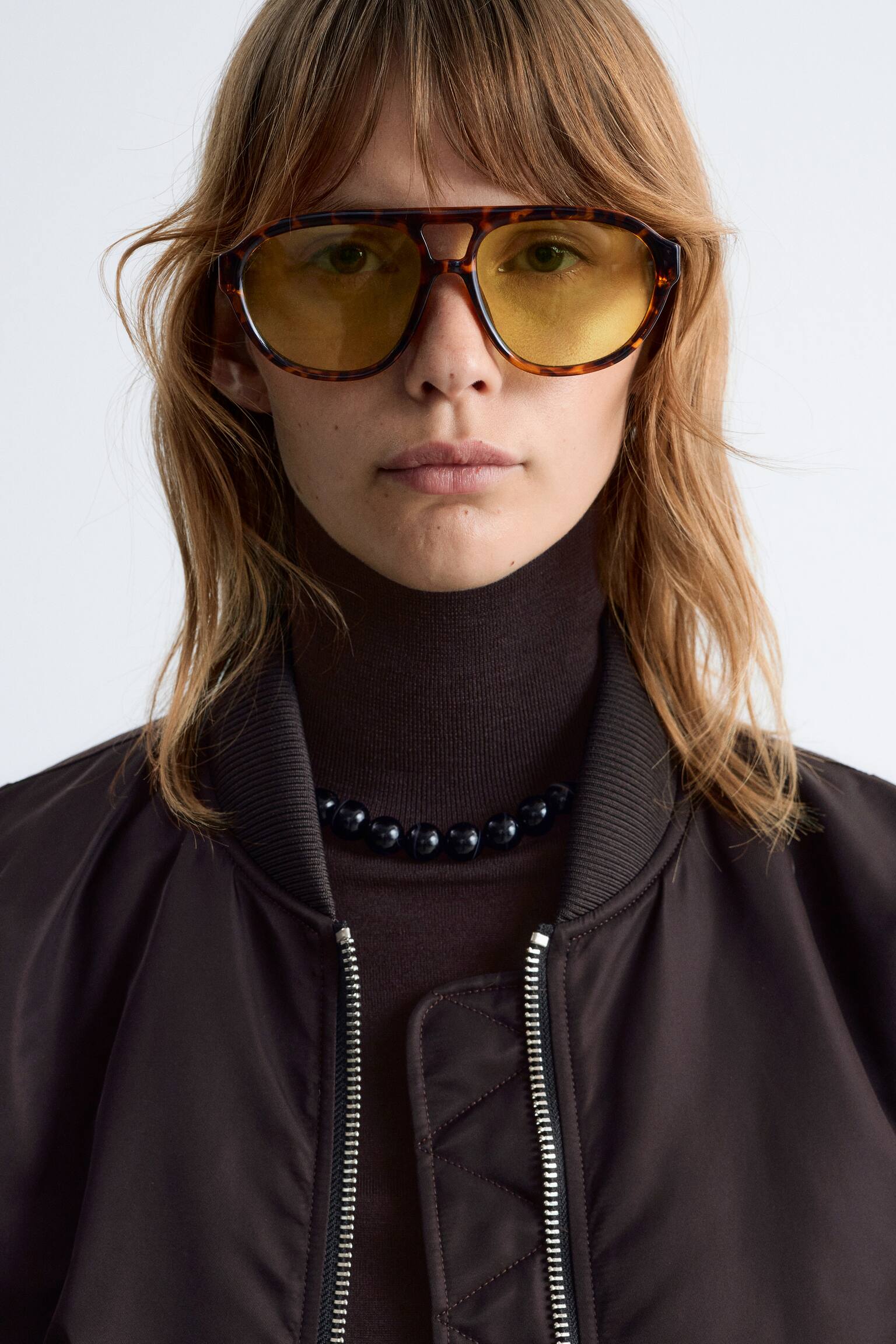 Long Bomber Jacket - Tmavě hnědá/Khaki zelená/Khaki Green - 6