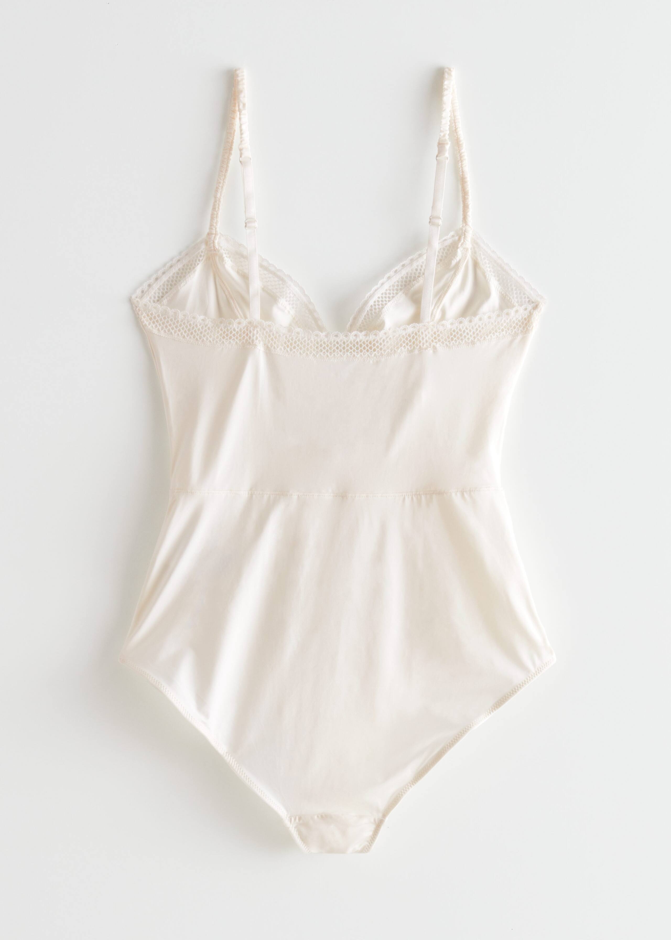 Strappy LaceTrim Bodysuit - White - Natura morta