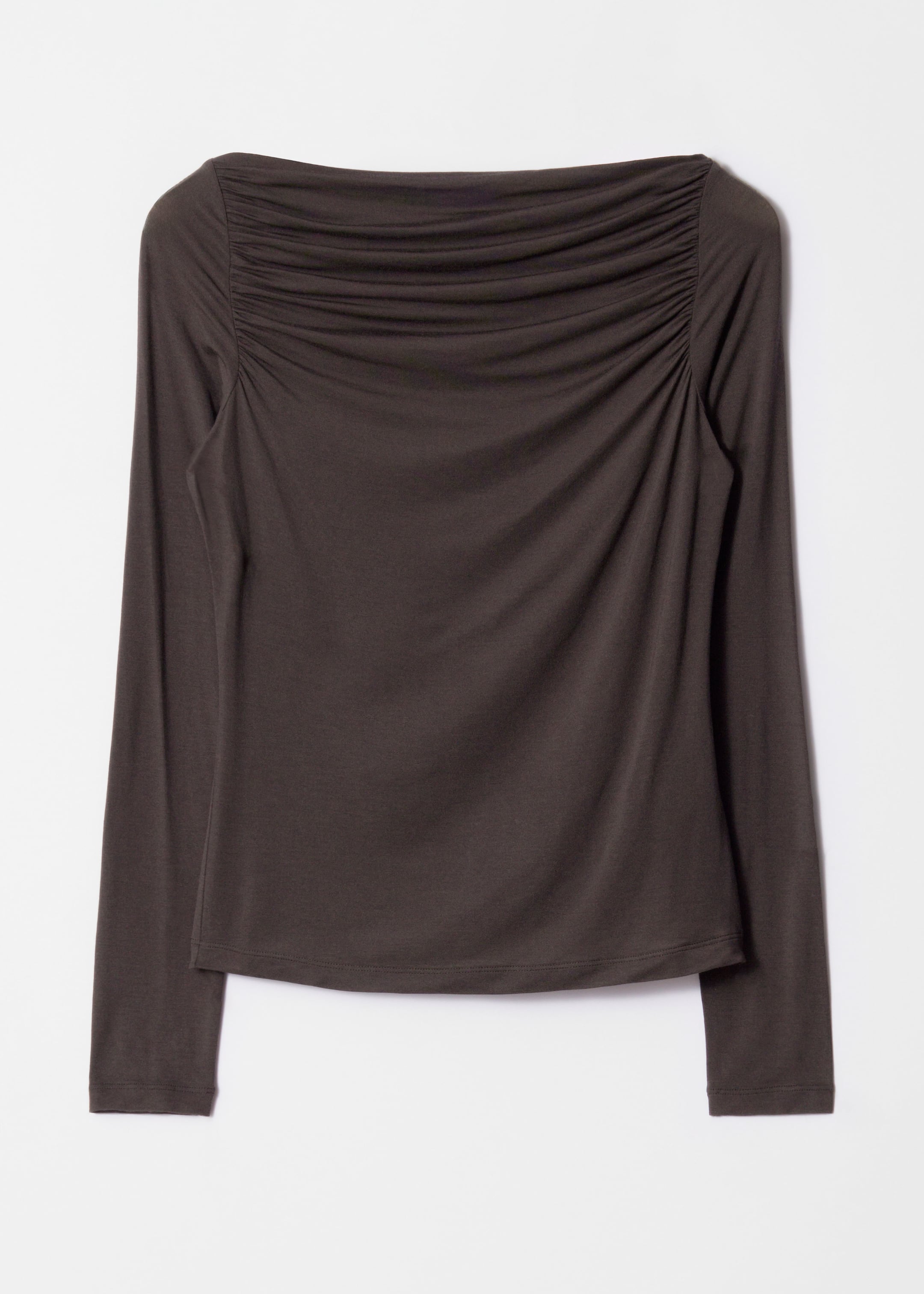 Visualizza immagine più grande: Maglia drappeggiata con scollo a barchetta - Marrone - DONNA | H&M IT 1