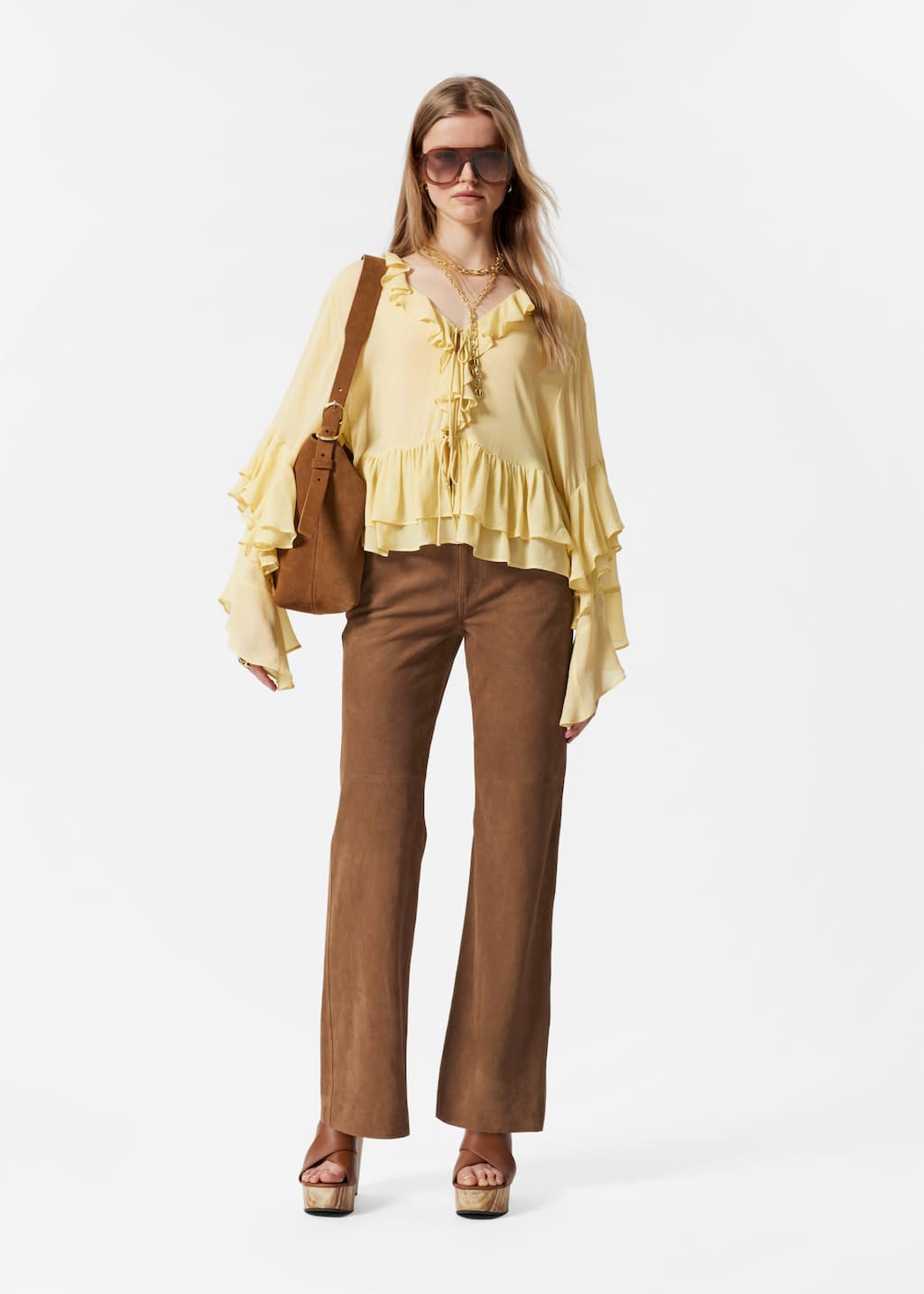 Ruffle Blouse - Orange/Pink - Lookbook