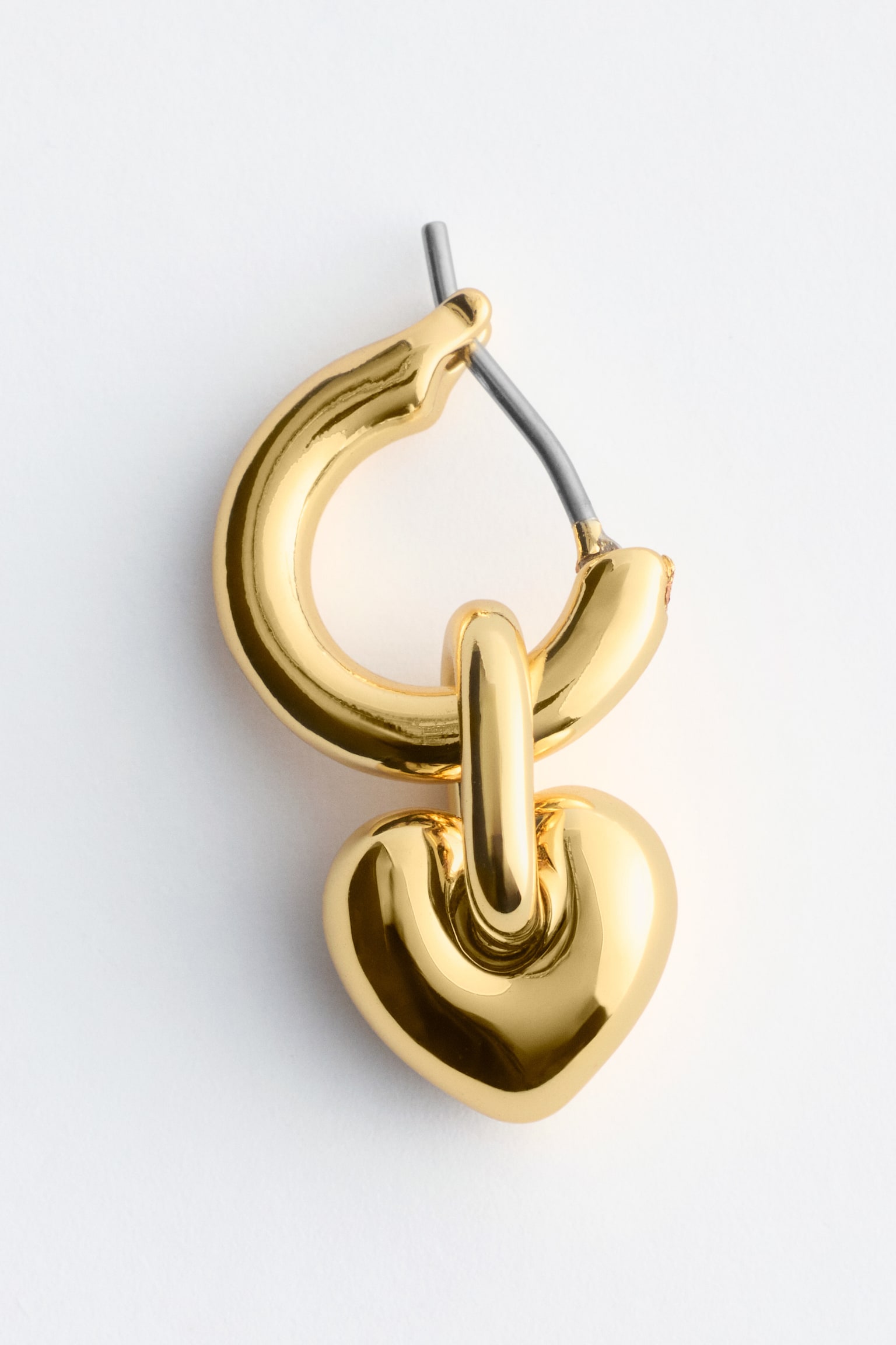 Orecchini a cerchio con ciondolo a cuore - Oro - 2