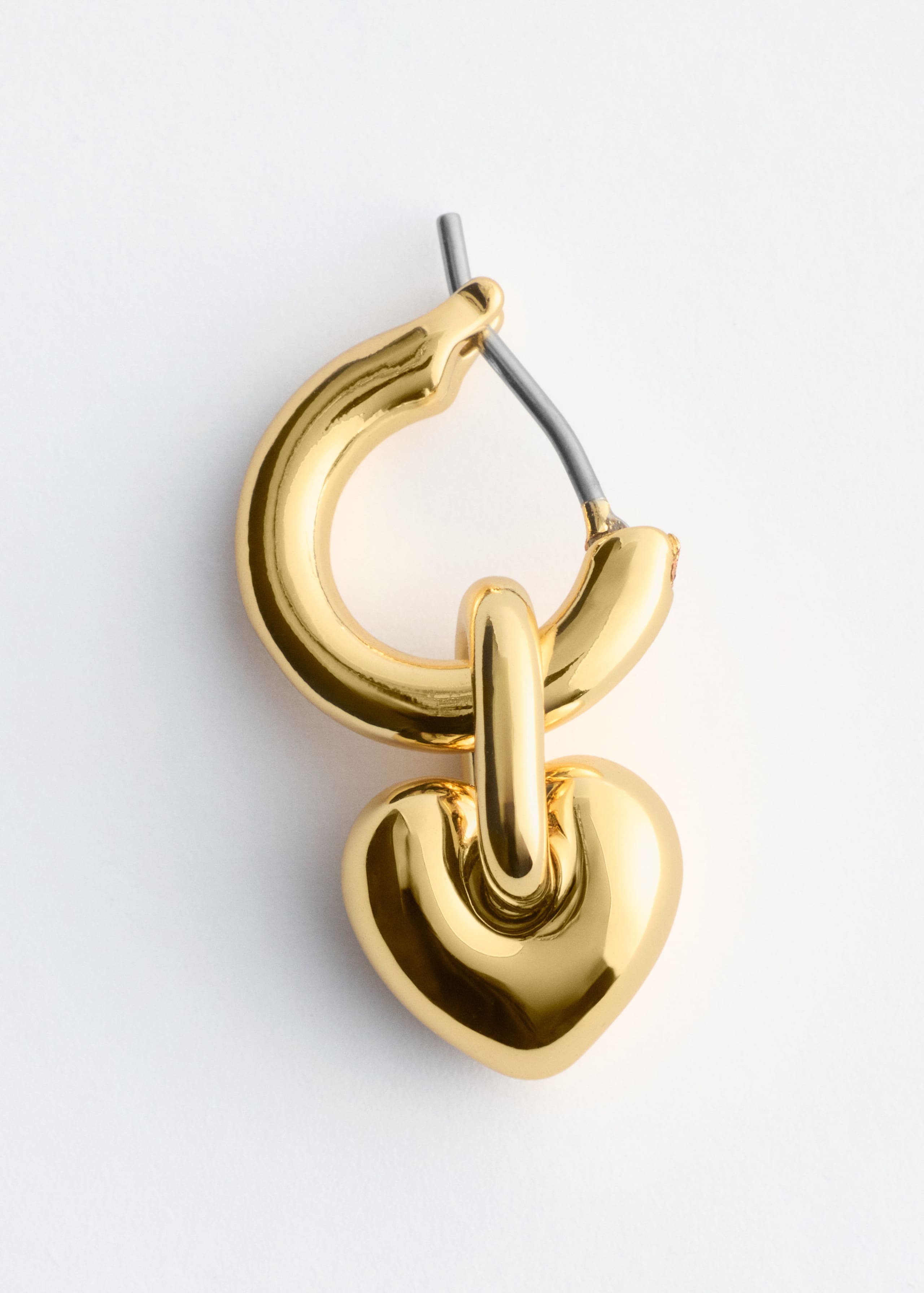 Image of Heart-Pendant Hoop Earrings